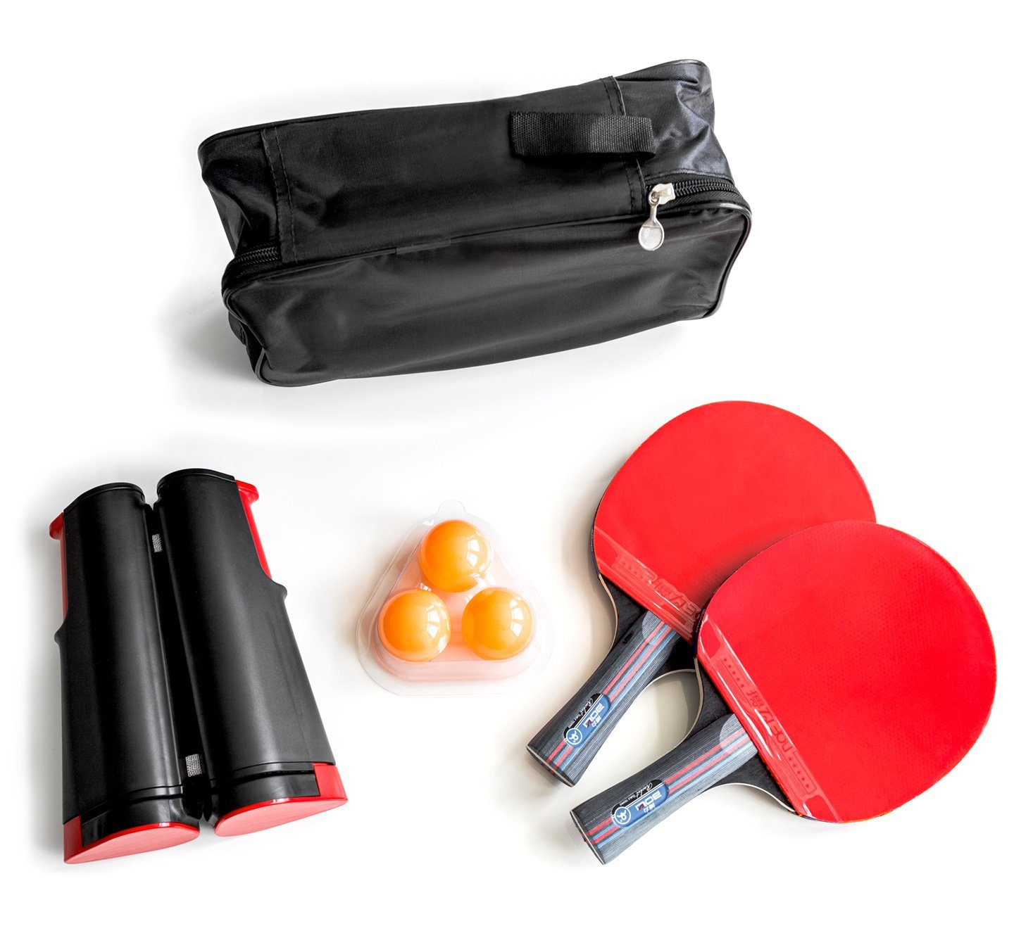 Tischtennisschläger Tischtennis-Set Tischtennisbälle + Tragetasche + Tischtennisnetz