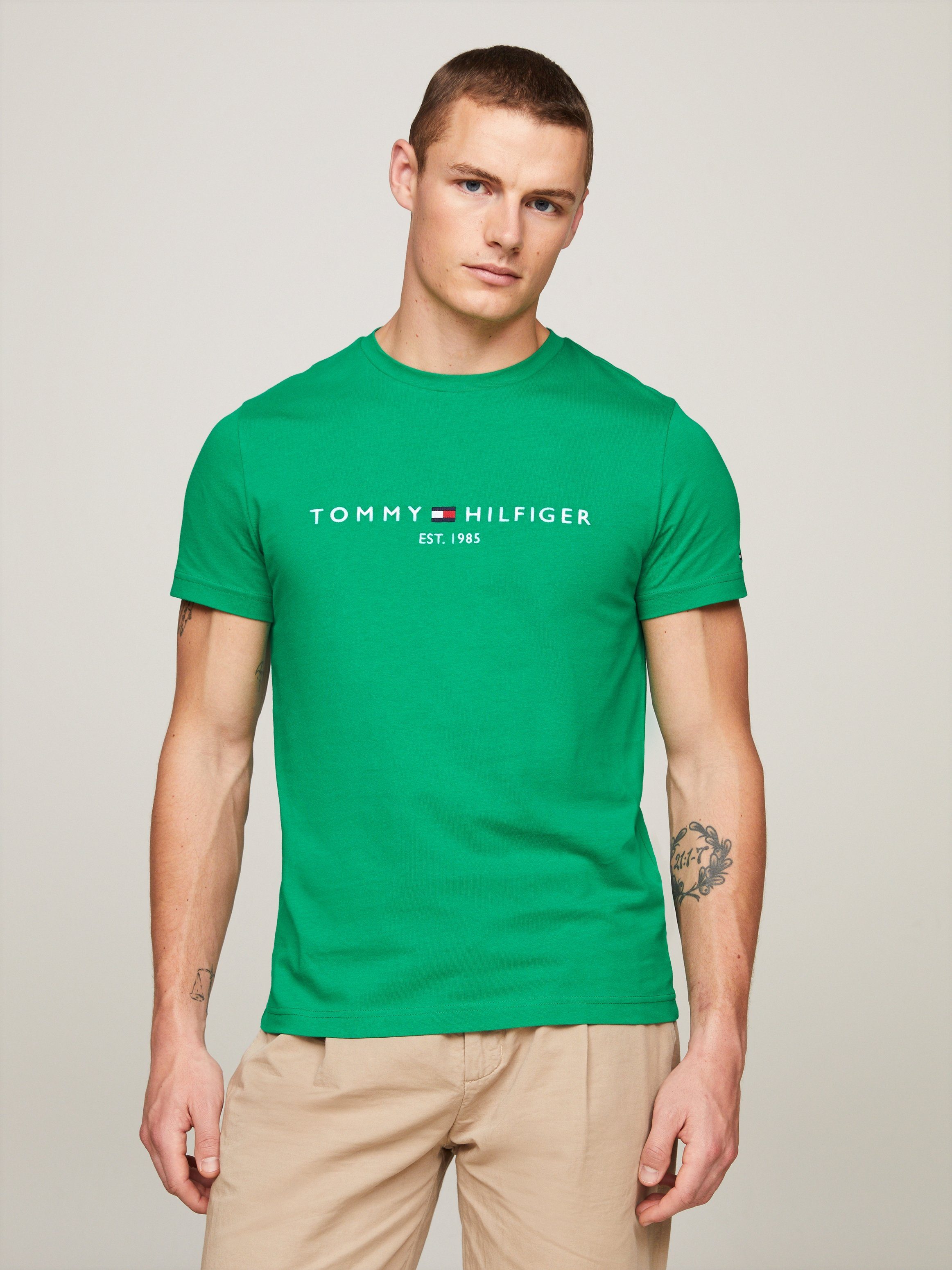 Tommy Hilfiger T-Shirt TOMMY LOGO TEE aus reiner, nachhaltiger Baumwolle