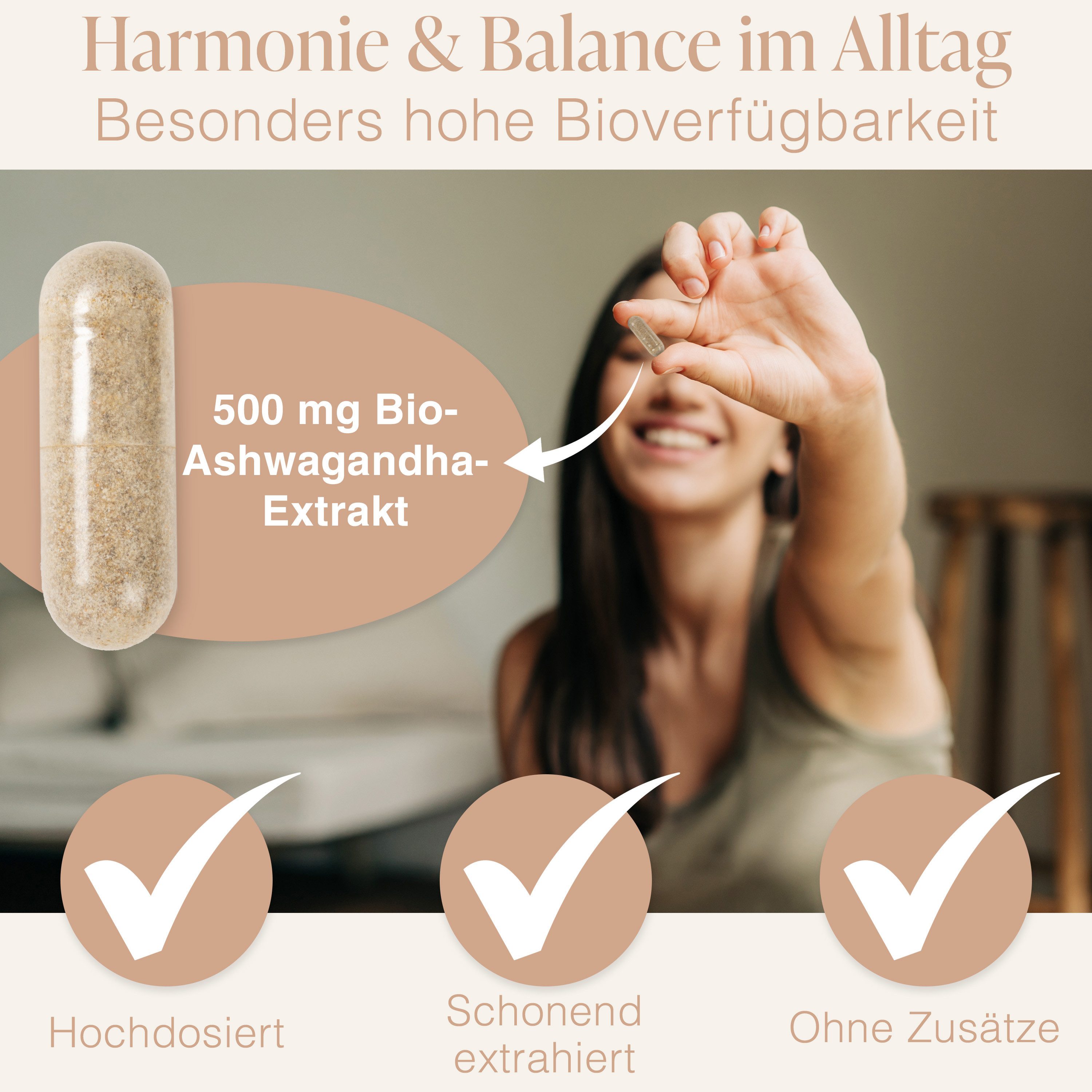 BACKLAxx® Bio Ashwagandha KSM-66®, 500mg – 90 vegane Kapseln Kapseln, 1 er 54 g, Vegan, ohne Zusatzstoffe, ohne Farbstoffe, ohne Konservierungsstoffe