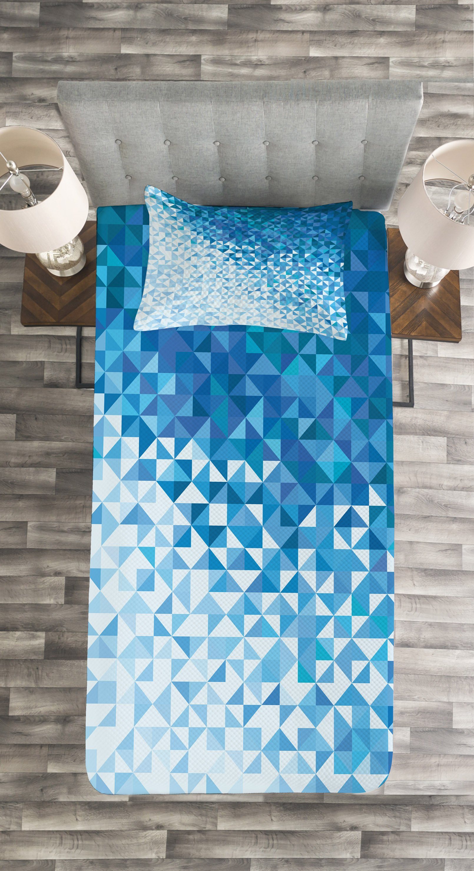Abakuhaus, Digitales Mosaik Kissenbezügen Ombre Tagesdecke Waschbar, mit Set Geometrisch