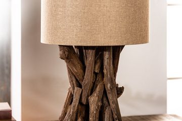 riess-ambiente Tischleuchte HARMONY NATURE 50cm beige / natur, ohne Leuchtmittel, Wohnzimmer · Leinen · Massivholz · mit Lampenschirm · Teakholz