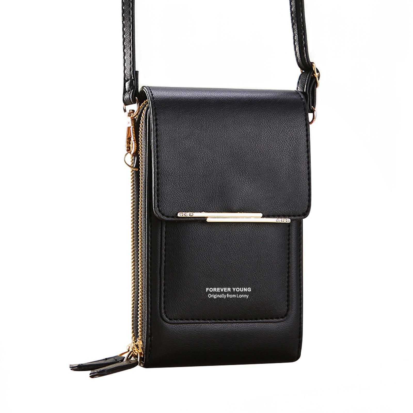 WISHDOR Handytasche Damen Schultertasche Kleine Handy Umhängetasche Tasche Geldbörse (Kunstleder Reisepass Tasche Anti-Diebstahl mit verstellbar abnehmbar Schultergurt, für Handy unter 6,5 Zoll, Cross-Body Brieftasche, mit Credit Card Slots), mit vielen Kartenfächer 2 Reißverschluss Beutel durchsichtigem Fenster