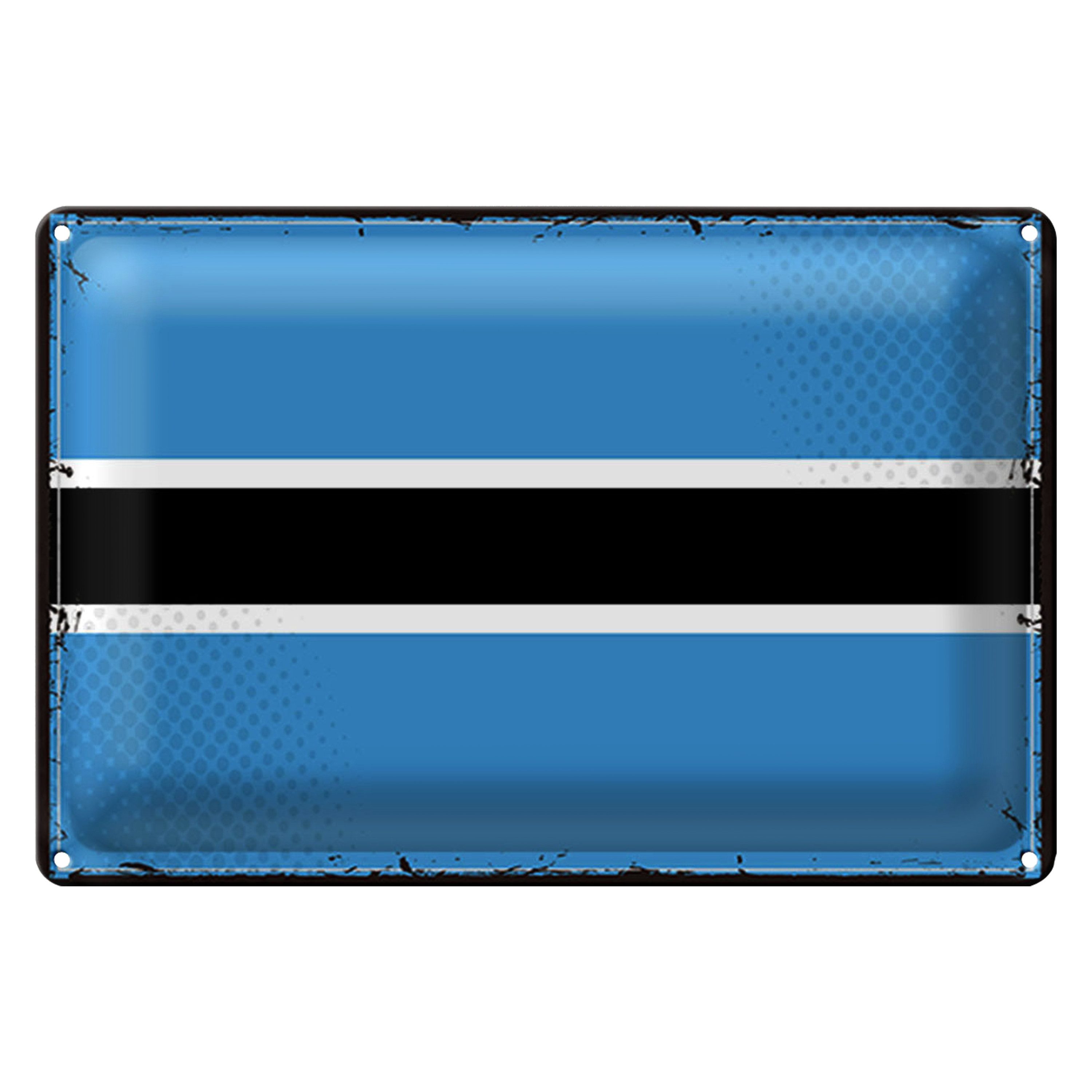 Roomando Metallschild Flagge Botswana 40x30cm Retro Flag of Botswana