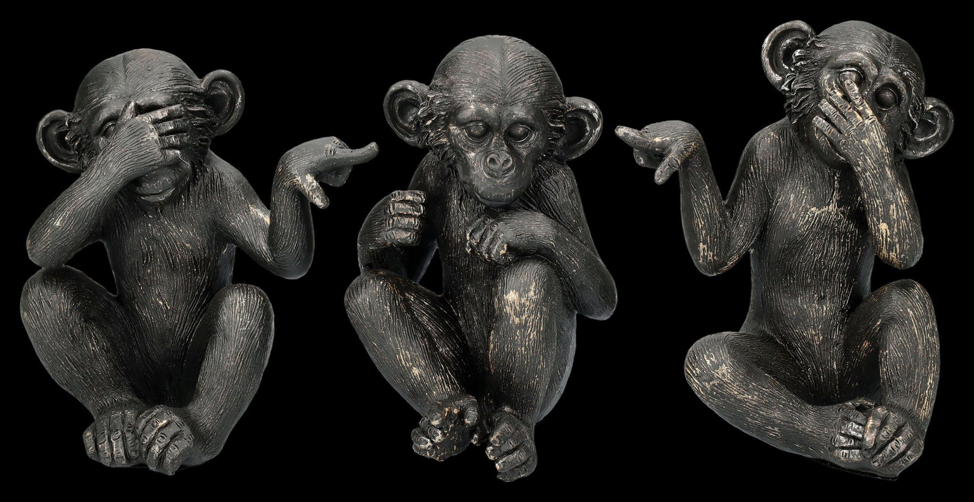 Figuren Shop GmbH Tierfigur Schimpansen Baby Figuren - Nichts Böses klein - Tierfigur Affenfiguren