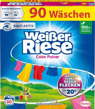 Weißer Riese Universal (1x 90 WL) & Color (2x 90 WL) Colorwaschmittel (3er-Set, [3-St. Kalt-Aktiv schon ab 20° C)