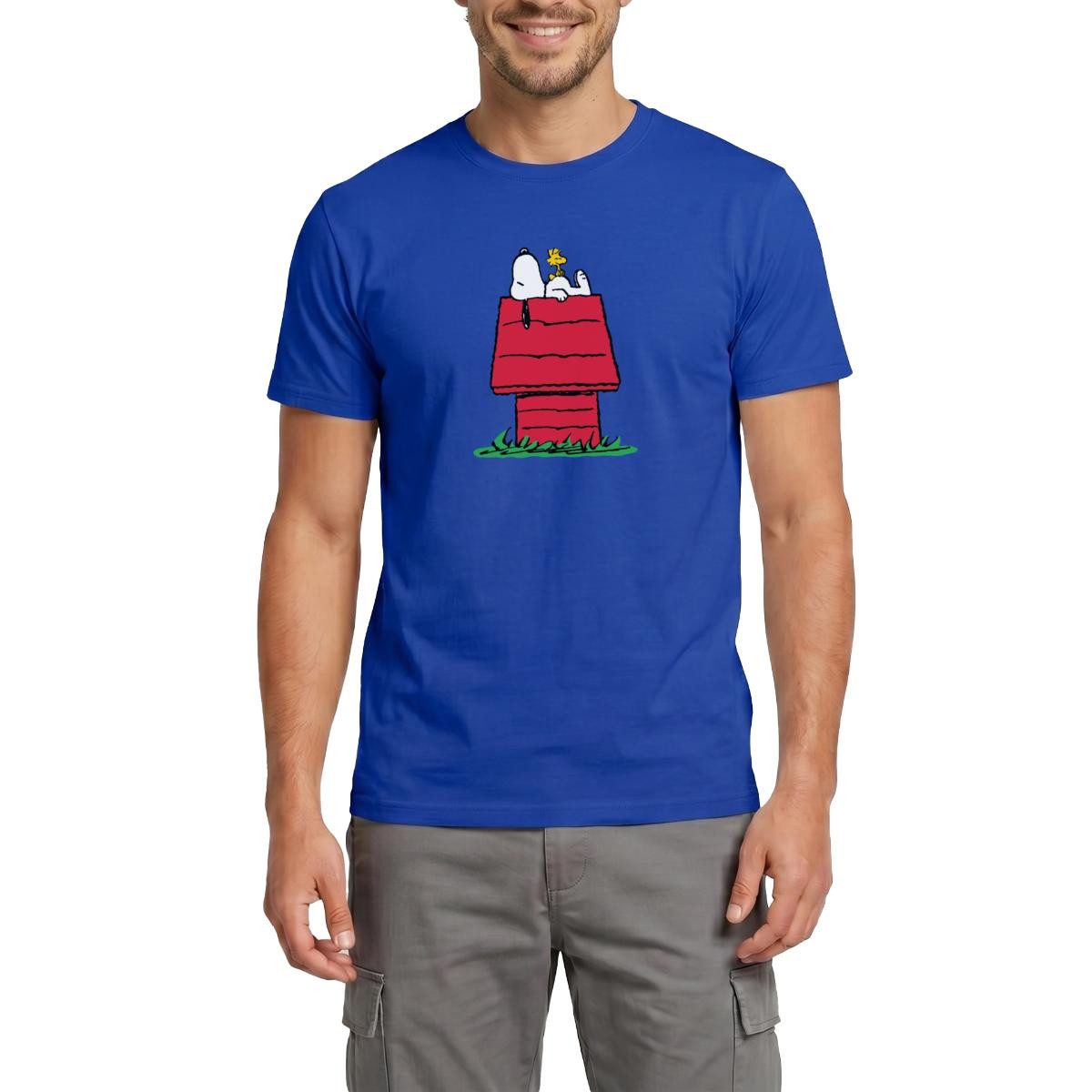 Spreadshirt T-Shirt Peanuts Snoopy Und Die Hundehütte Männer T-Shirt (1-tlg)
