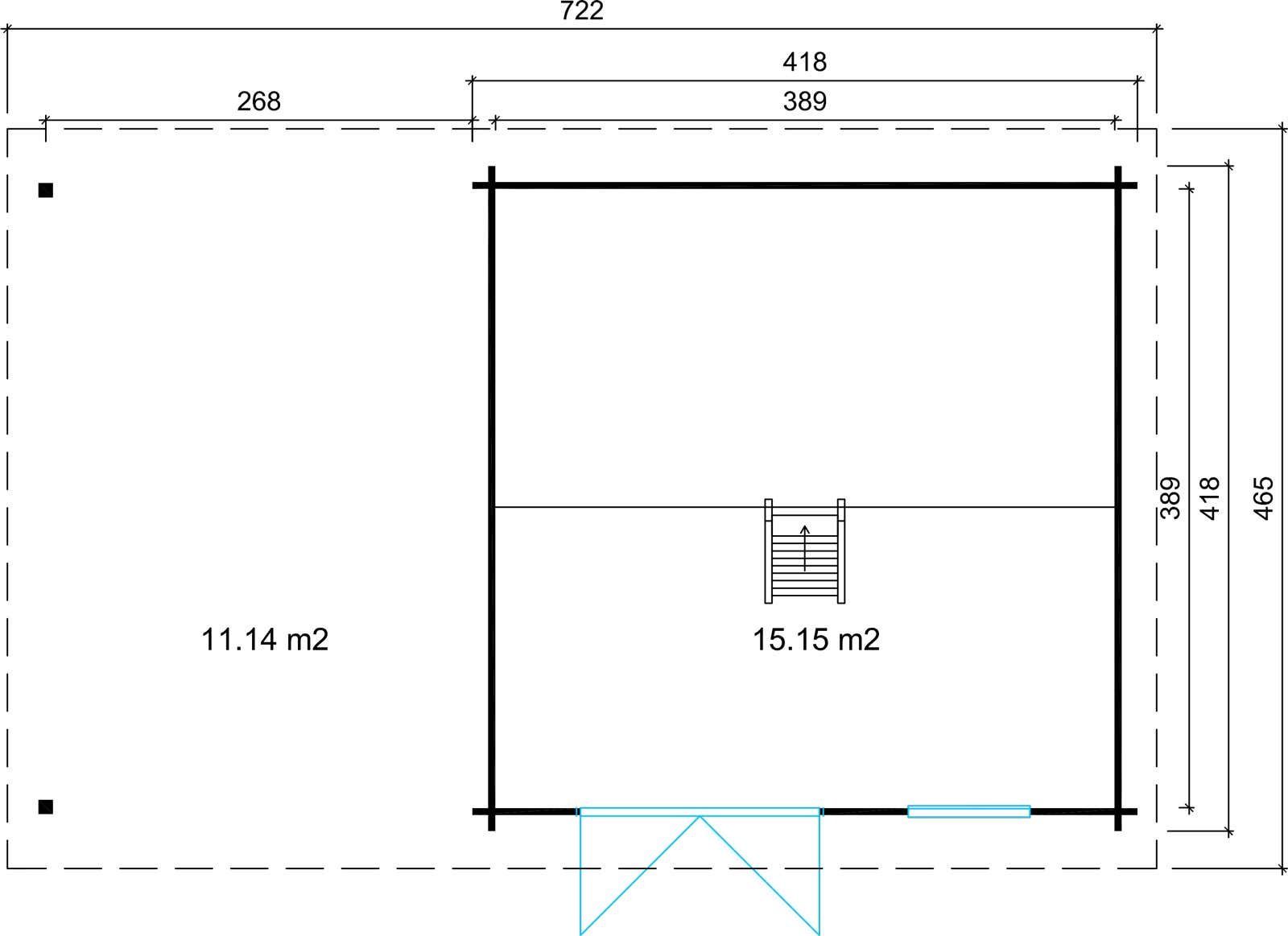 mit Gartenhaus BxT: Anbau, 722x465 Alpholz 44 ISO Schwedenhaus cm