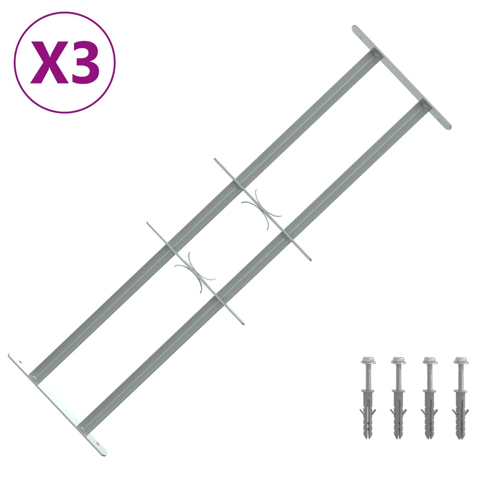 vidaXL Fenster 630-1140 mm Sicherheitsgitter für Fenster mit 2 Querstangen 3er Set