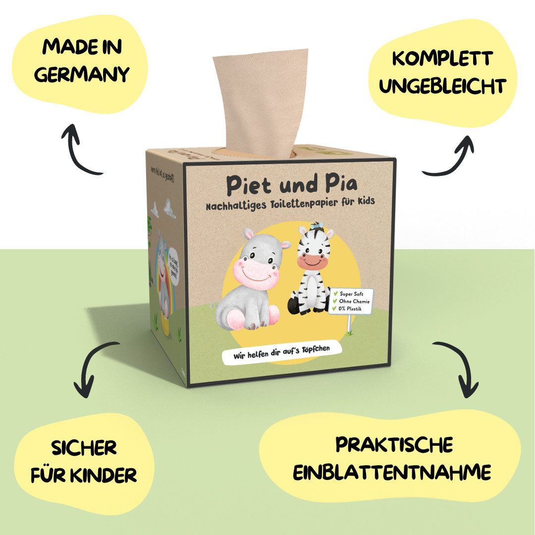 PIET UND PIA Toilettentrainer - Toilettenpapier für’s Töpfchentraining – 3-lagig - Recycling-Box, (1-tlg)
