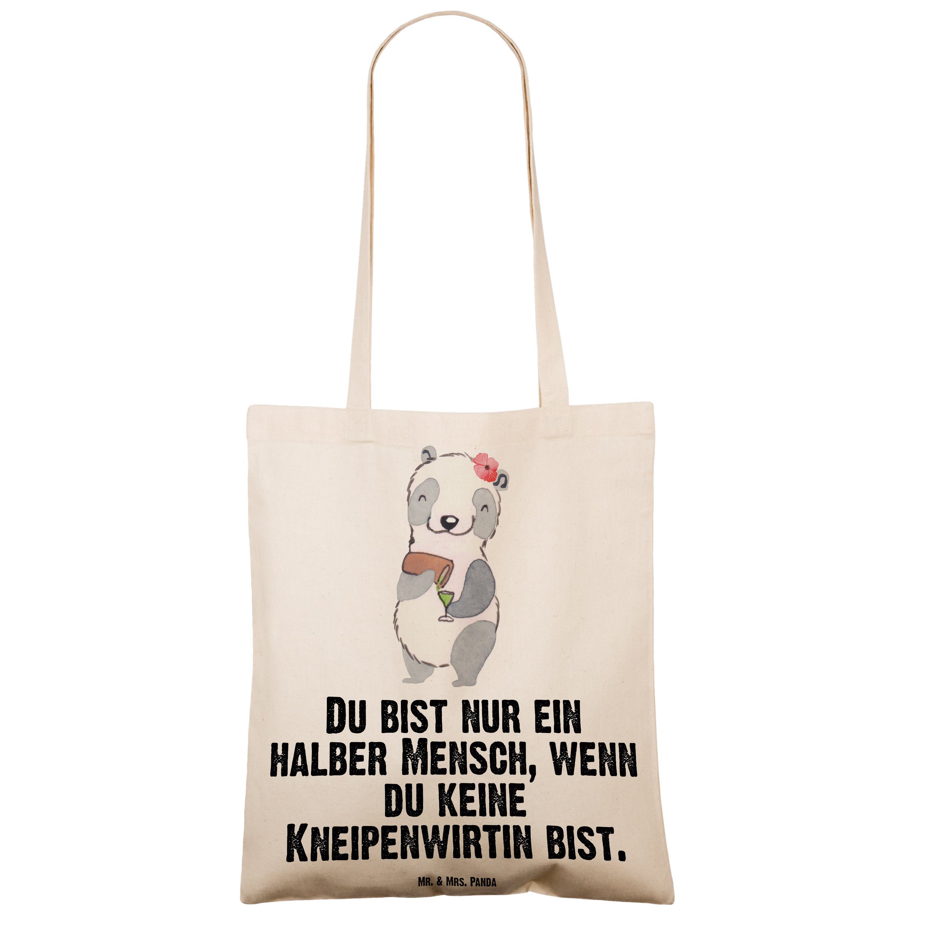 Herz cheers, Ausbildung, - Panda Geschenk, Tragetasche Transparent & (1-tlg) - mit Mr. Mrs. Kneipenwirtin