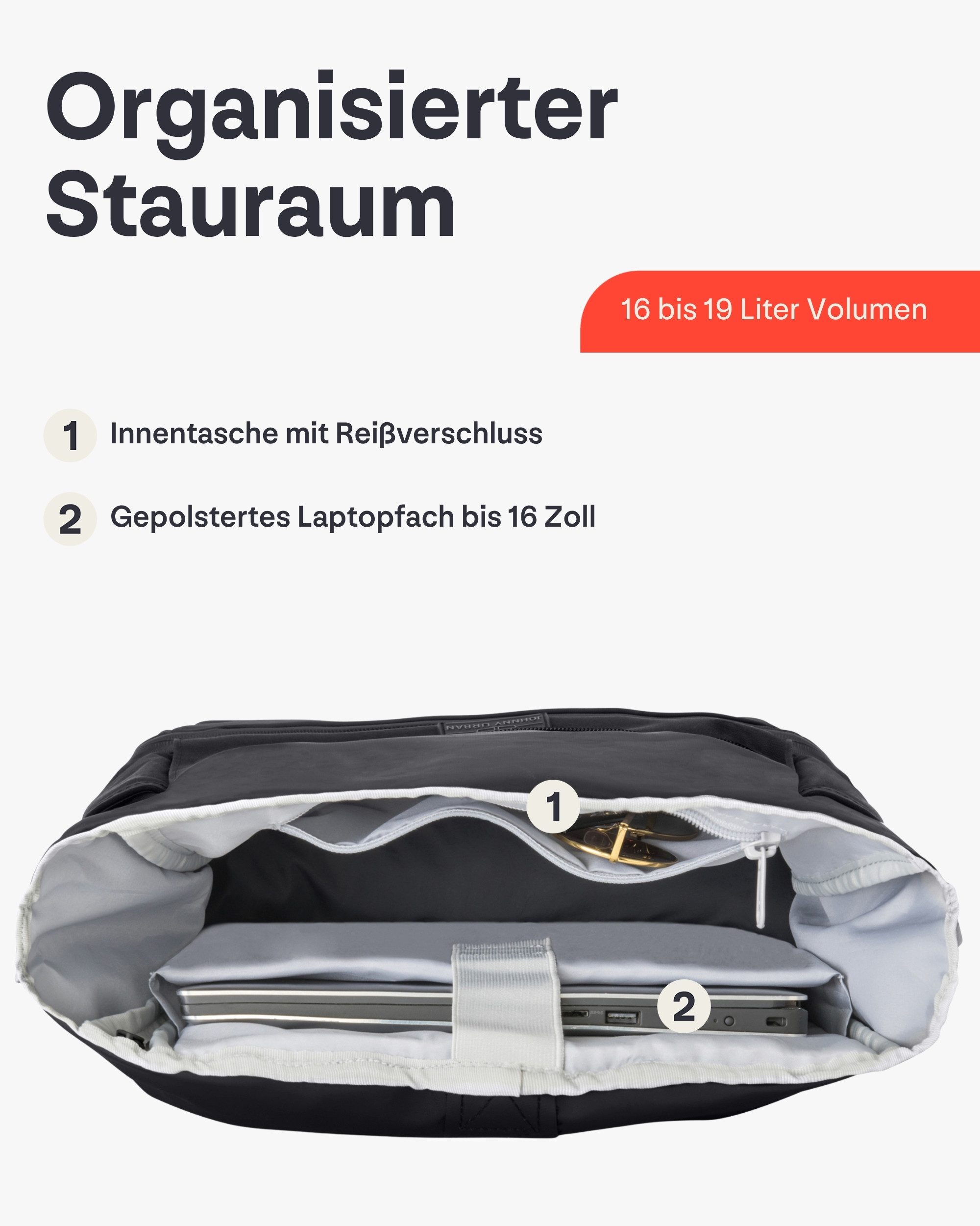 Johnny Urban Cityrucksack Allen Medium Rolltop mit Laptopfach (1-tlg), Wasserabweisend – Bild 5 von 5