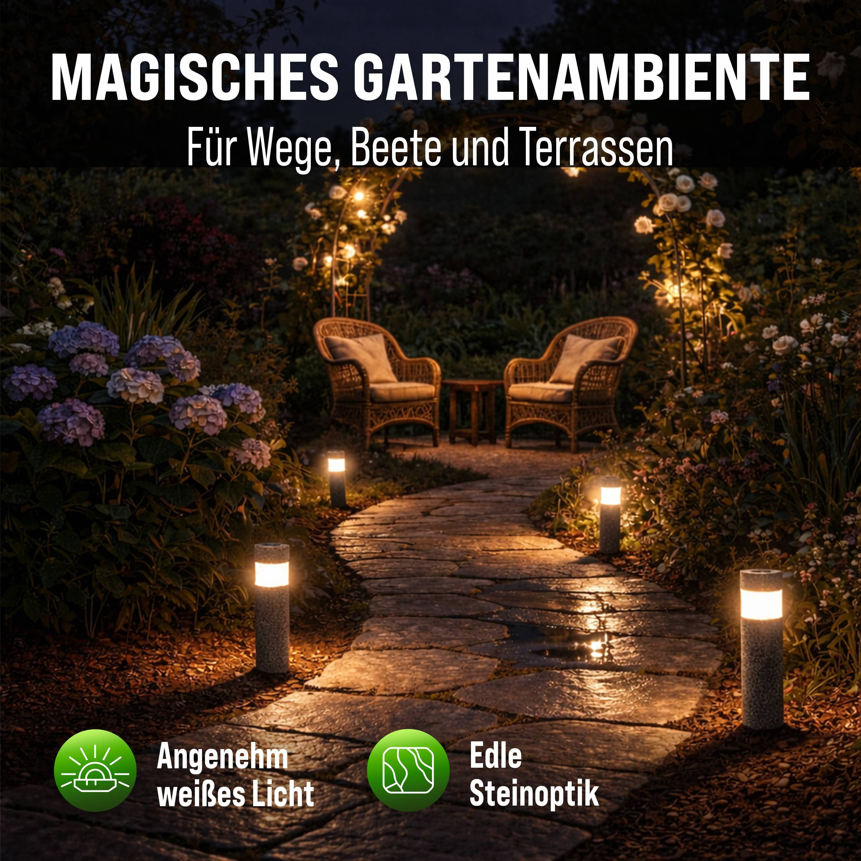 monzana LED Solarleuchte, Solarleuchte, 4er Set Solarlampen für Außen mit Erdspiess Wetterfest Garten Balkon