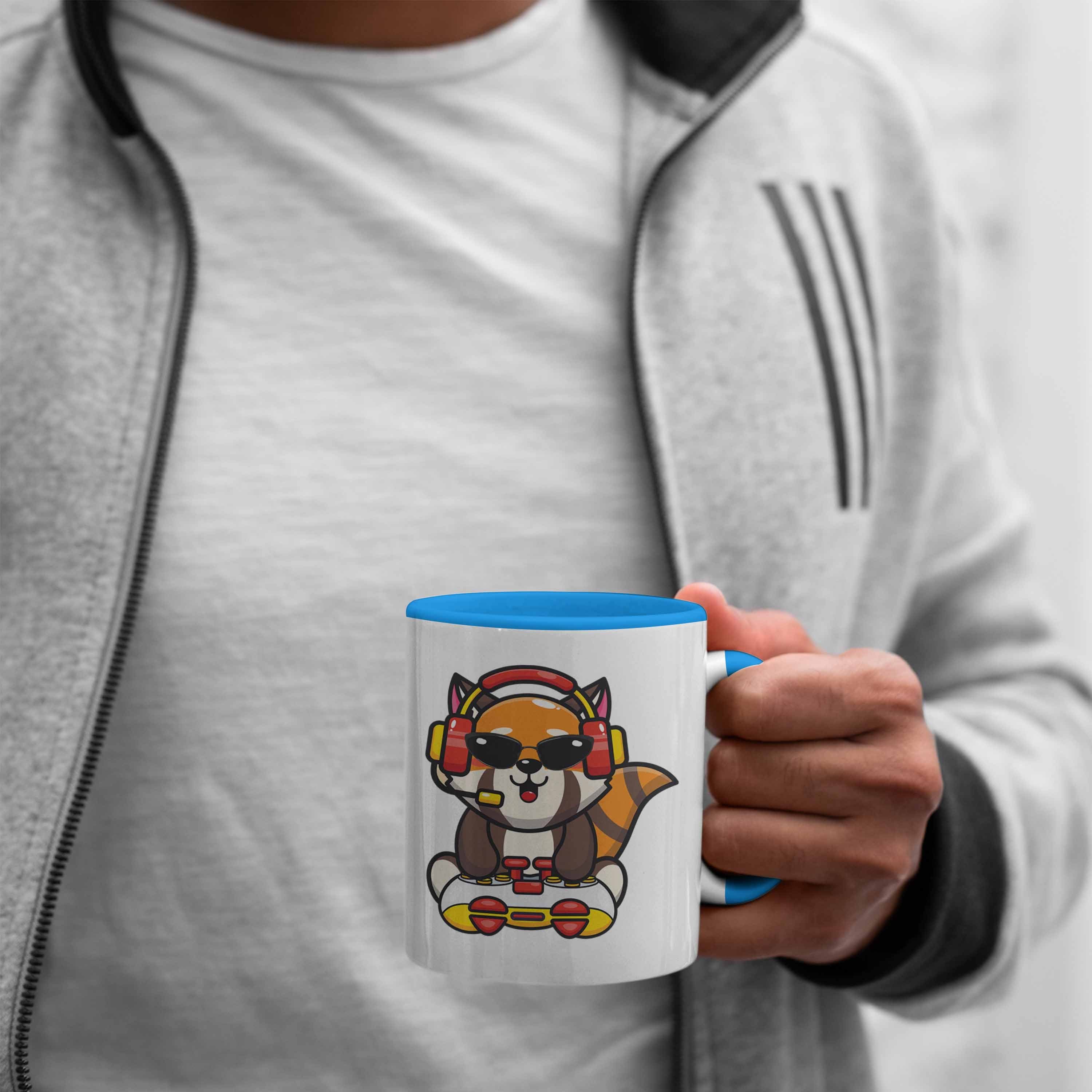 Kinder Mädchen Jungen Geschenkidee Panda Trendation Gamer Blau Lustige Gaming Tasse Jungs Tasse für Gaming Grafik Trendation -