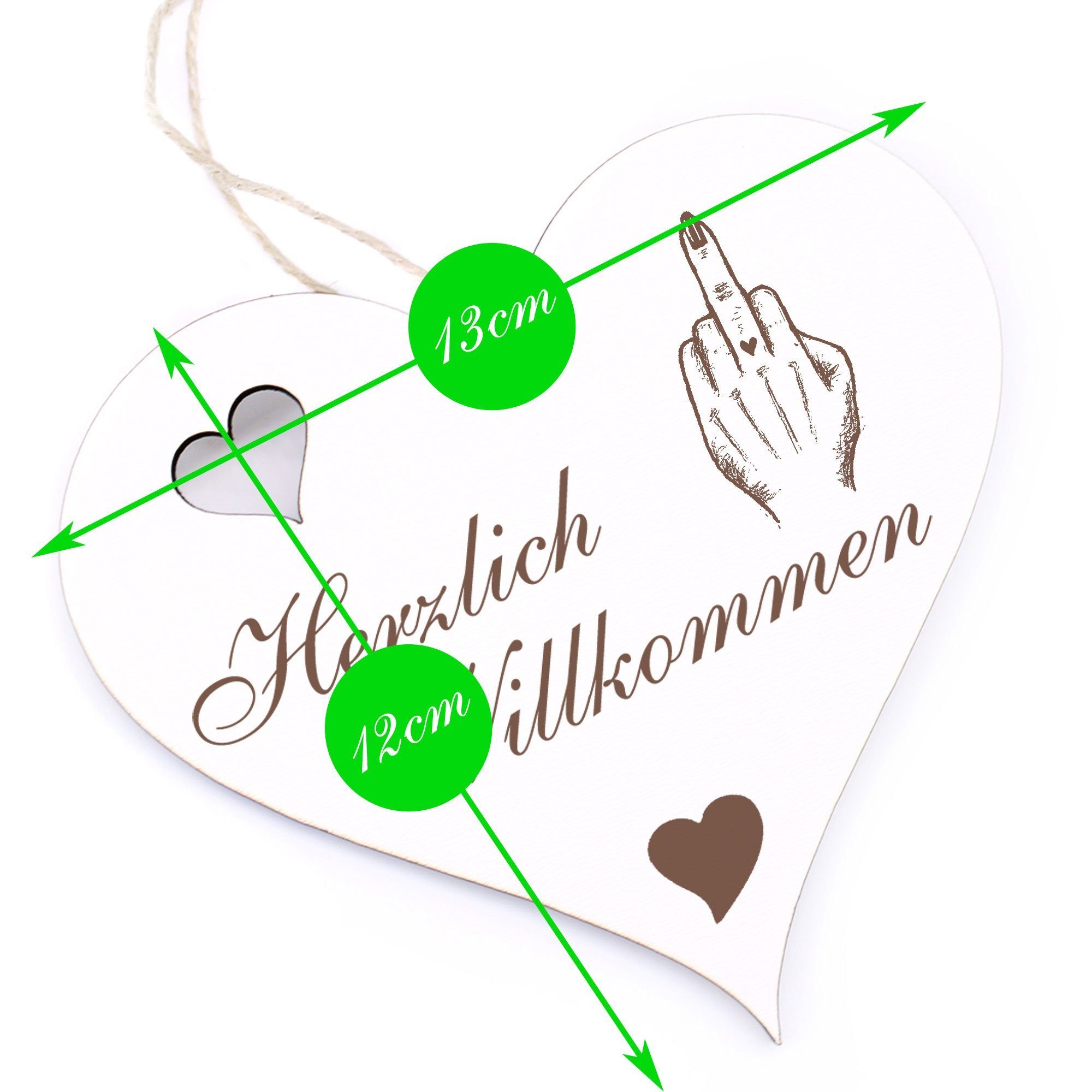 Frau Stinkefinger - Herzlich Hängedekoration - Dekolando 13x12cm Willkommen