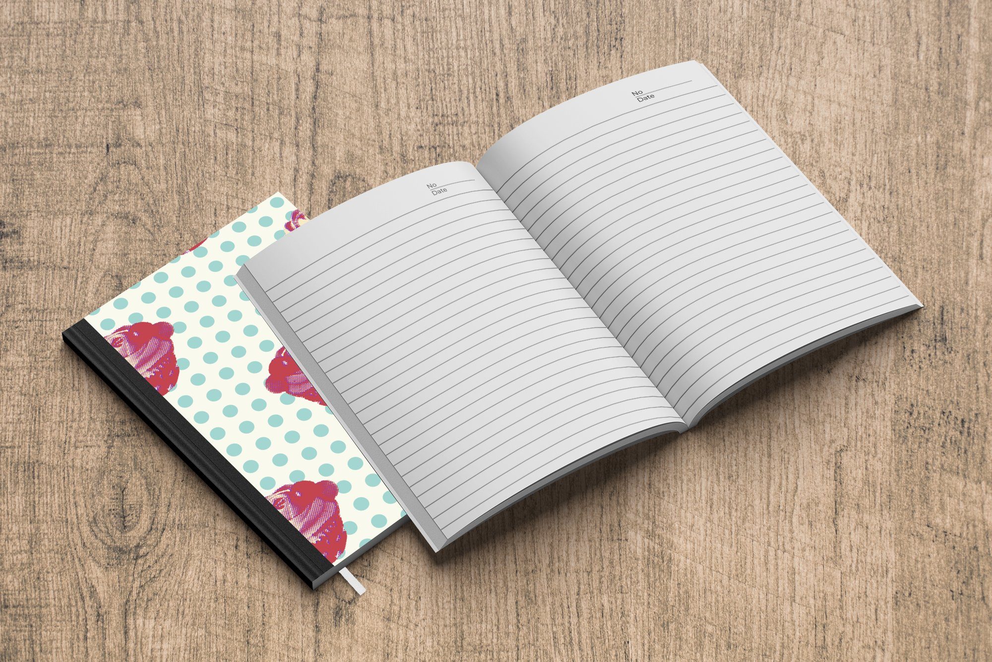 MuchoWow Notizbuch Muster - Journal, 98 Cupcake Notizheft, A5, Merkzettel, Lebensmittel, Tagebuch, Seiten, Haushaltsbuch 
