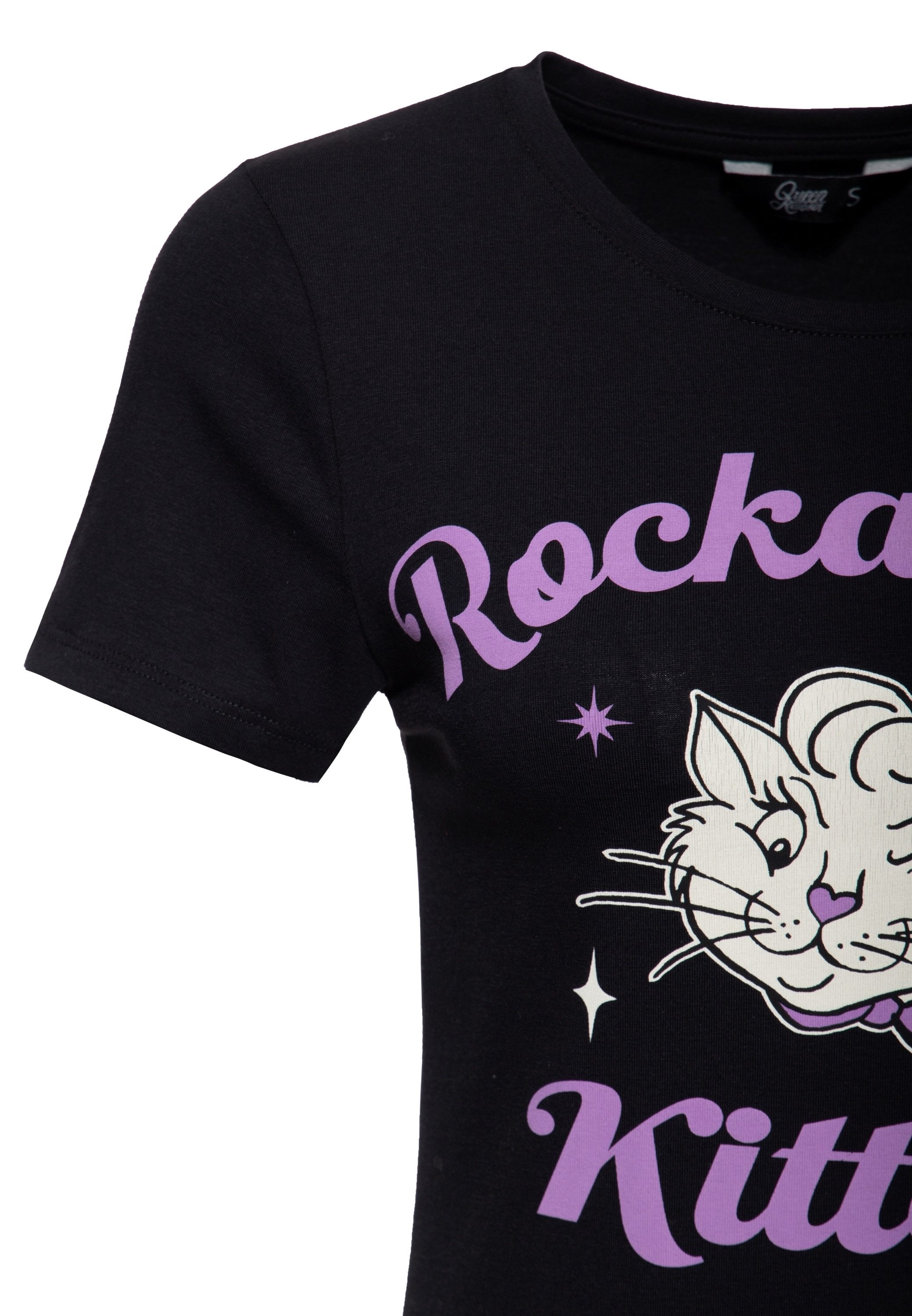QueenKerosin Print-Shirt Rockabilly Kitten (1-tlg) mit auffälligem Frontprint