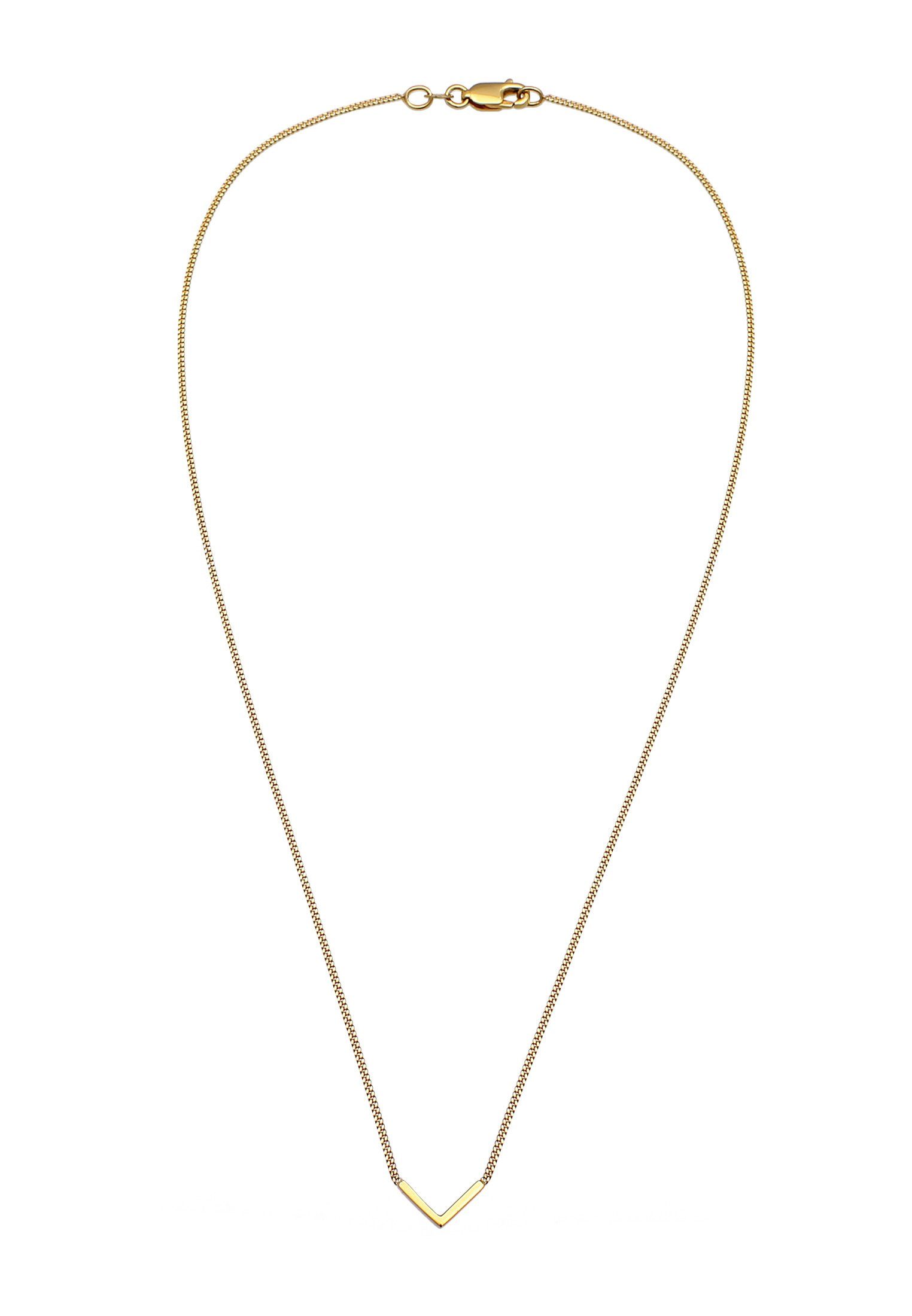 Elli Premium Kette mit Anhänger V-Kette Geo Minimal 375 Gelbgold, Geo – Bild 3 von 5