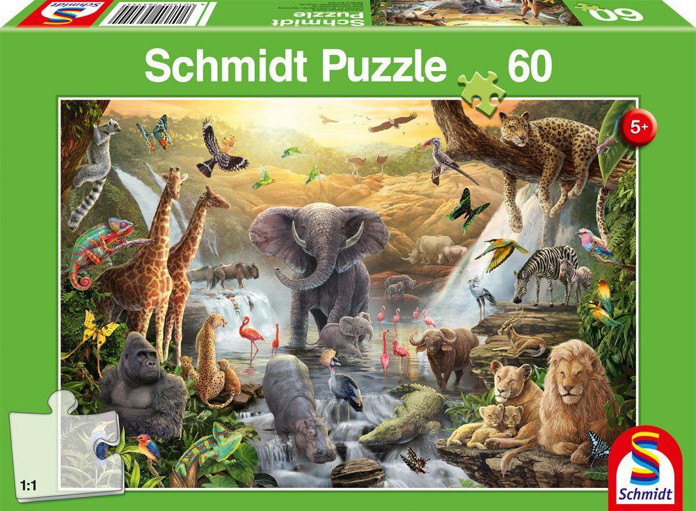Schmidt Spiele GmbH Puzzle 60 Teile Schmidt Spiele Kinder Puzzle Tiere in  Afrika 56454, 60 Puzzleteile