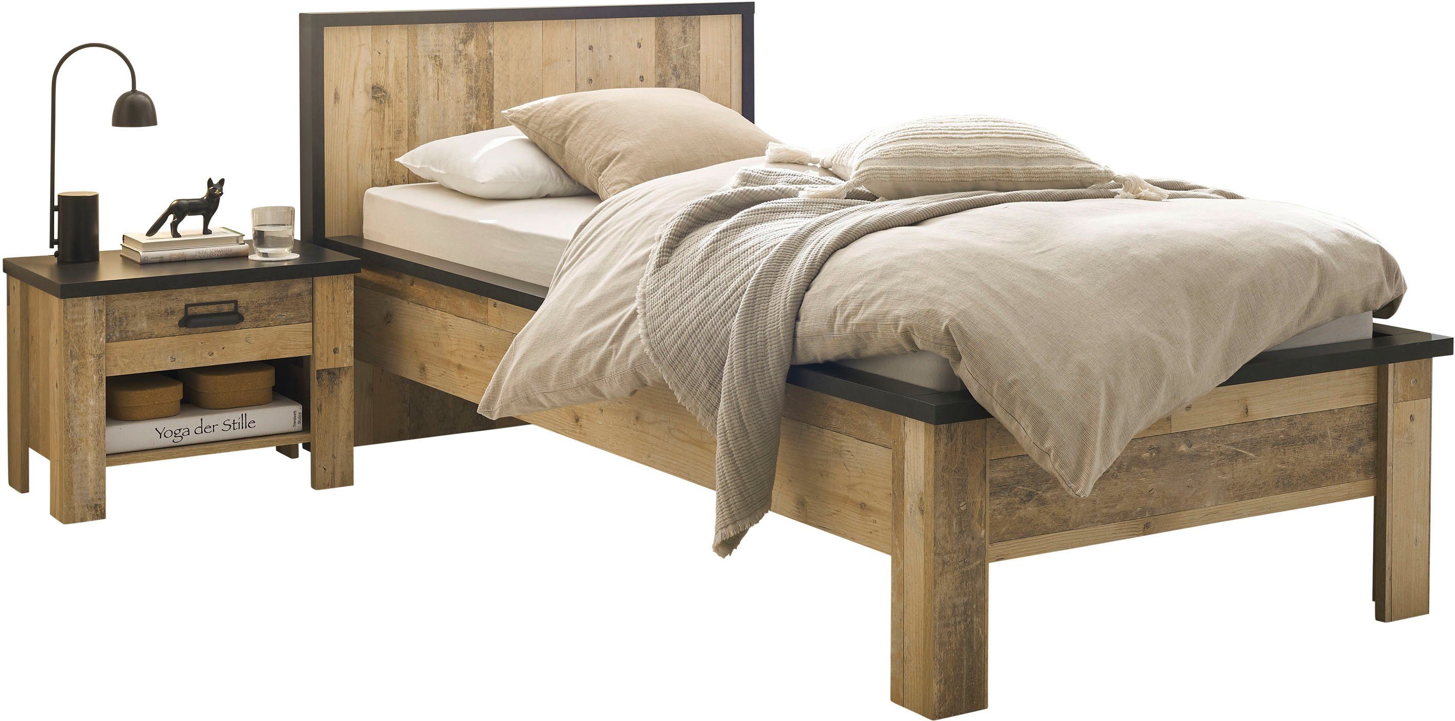 Home affaire Bettanlage SHERWOOD, (2-tlg), Liegefläche Bett 90x200cm, Nachttisch mit 1 Schublade