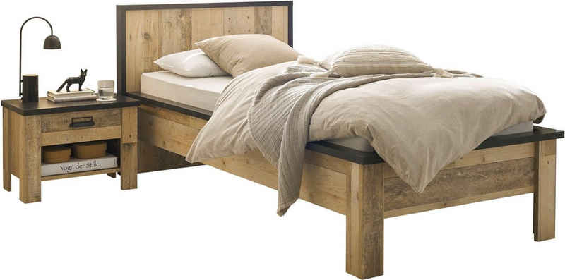 Home affaire Bettanlage SHERWOOD, (2-St), Liegefläche Bett 90x200cm, Nachttisch mit 1 Schublade
