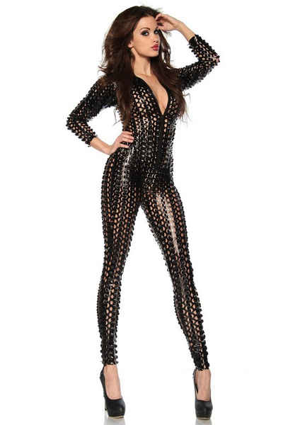 Saresia Body »Catsuit in schwarz Bodystocking glänzend mit Noppe«