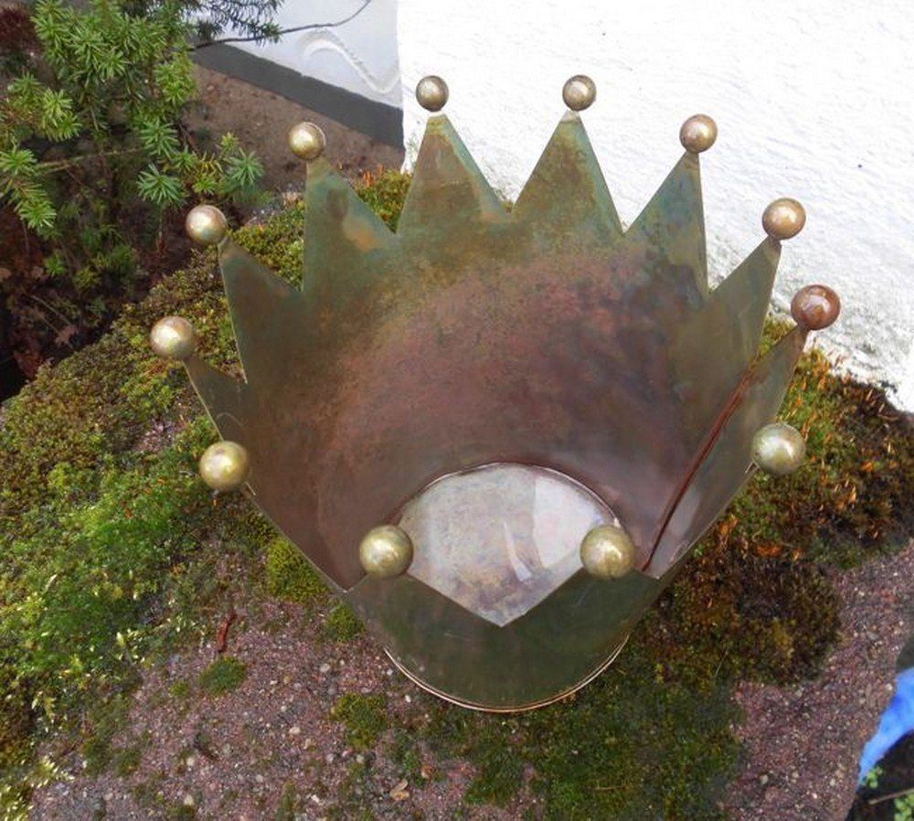 Thumbnail - Deko-Impression Übertopf Deko-Krone Kugelspitzen Übertopf Windlicht Eisen grüngold-antik 18 cm (1 St)