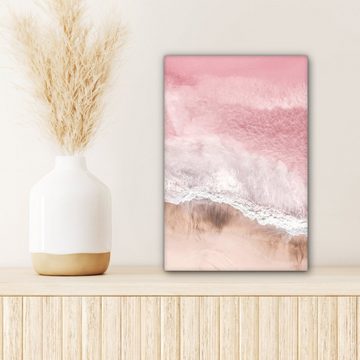 OneMillionCanvasses® Leinwandbild Meer - Strand - Rosa - Natur, (1 St), Leinwandbild fertig bespannt inkl. Zackenaufhänger, Gemälde, 20x30 cm