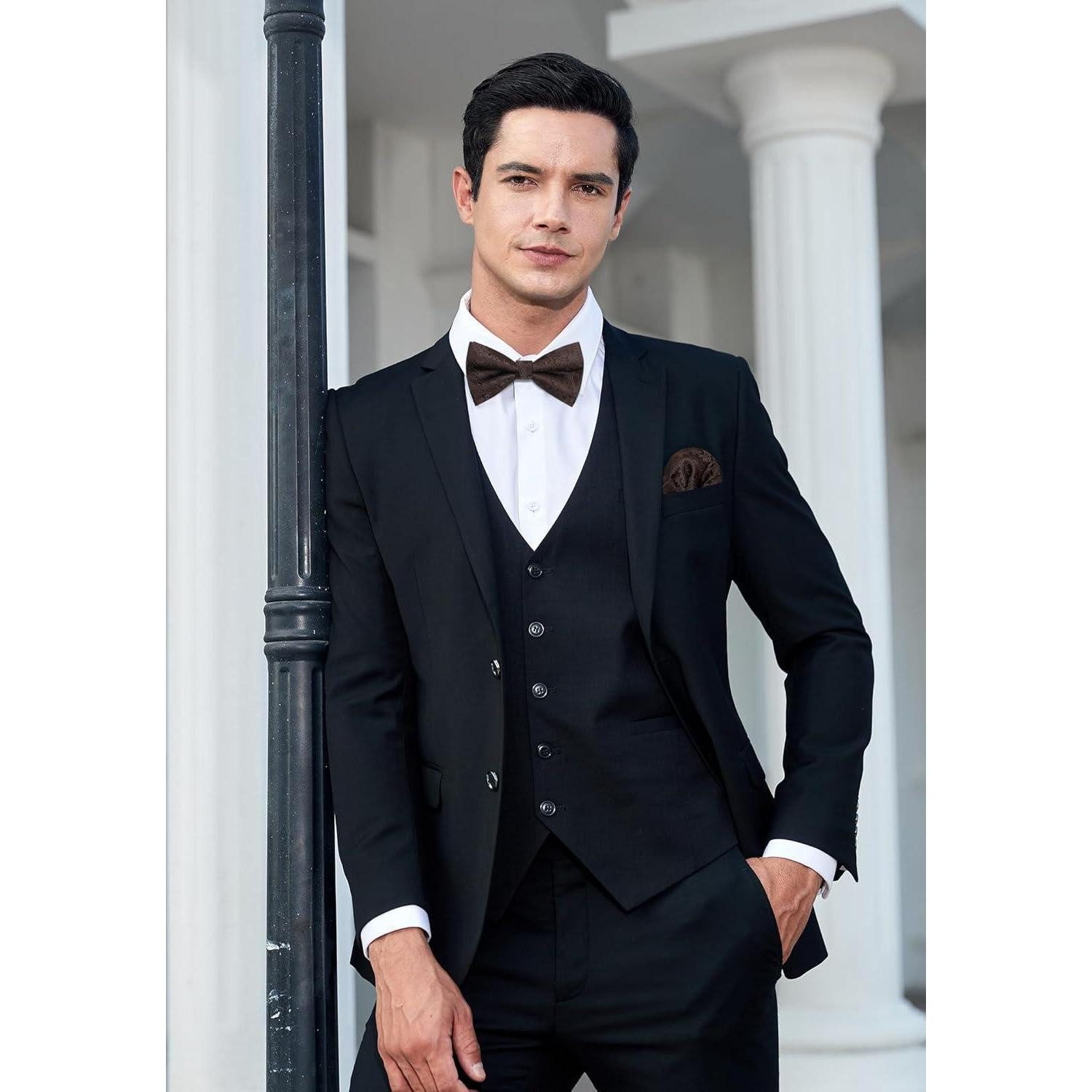 LuxusKollektion Fliege Fliege Einstecktuch Herren Smoking Hochzeit Party J Braun 2 – Bild 2 von 5