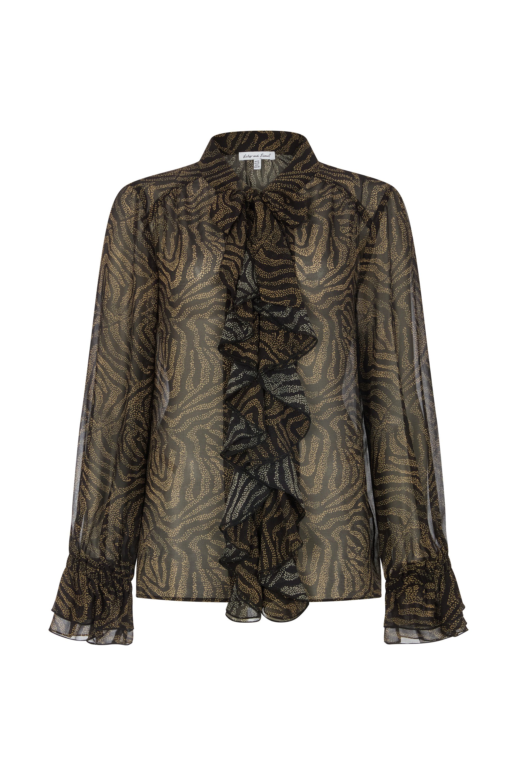 Lily and Lionel Hemdbluse Zendaya Ruffle Detail Zebra Print Shirt Damen