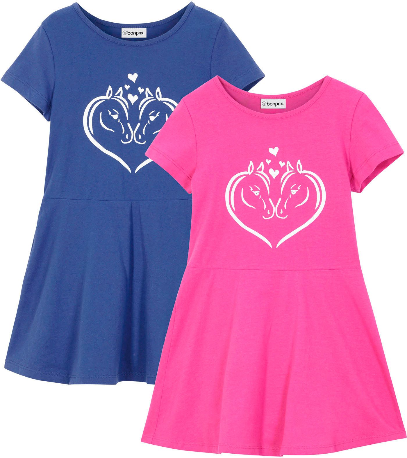 bonprix Jerseykleid (Packung, 2-tlg) für warme Tage, aus Baumwolle, Regular Fit, Kurzarm-Design