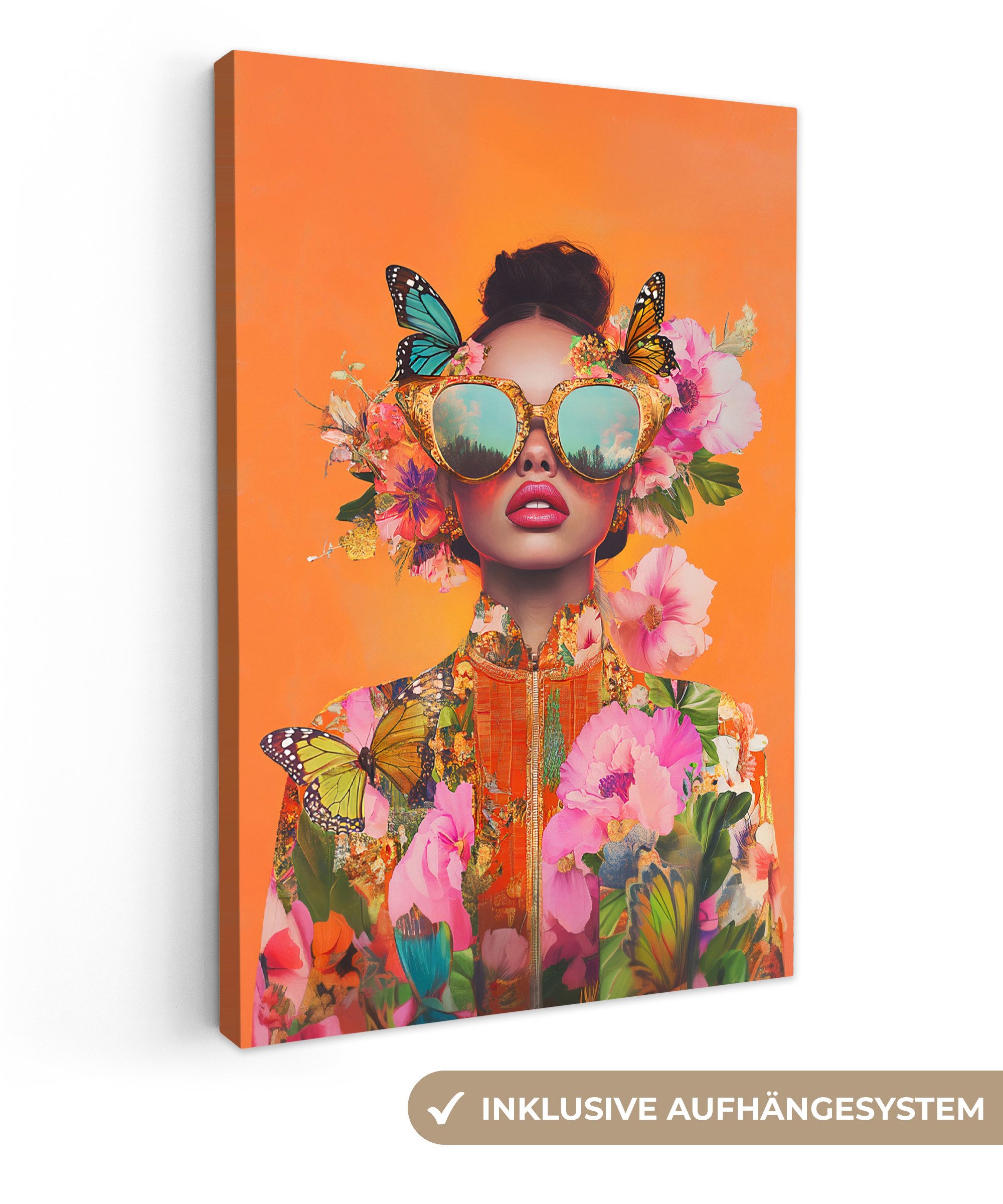 OneMillionCanvasses® Leinwandbild Schmetterlinge - Frau - günstig online kaufen