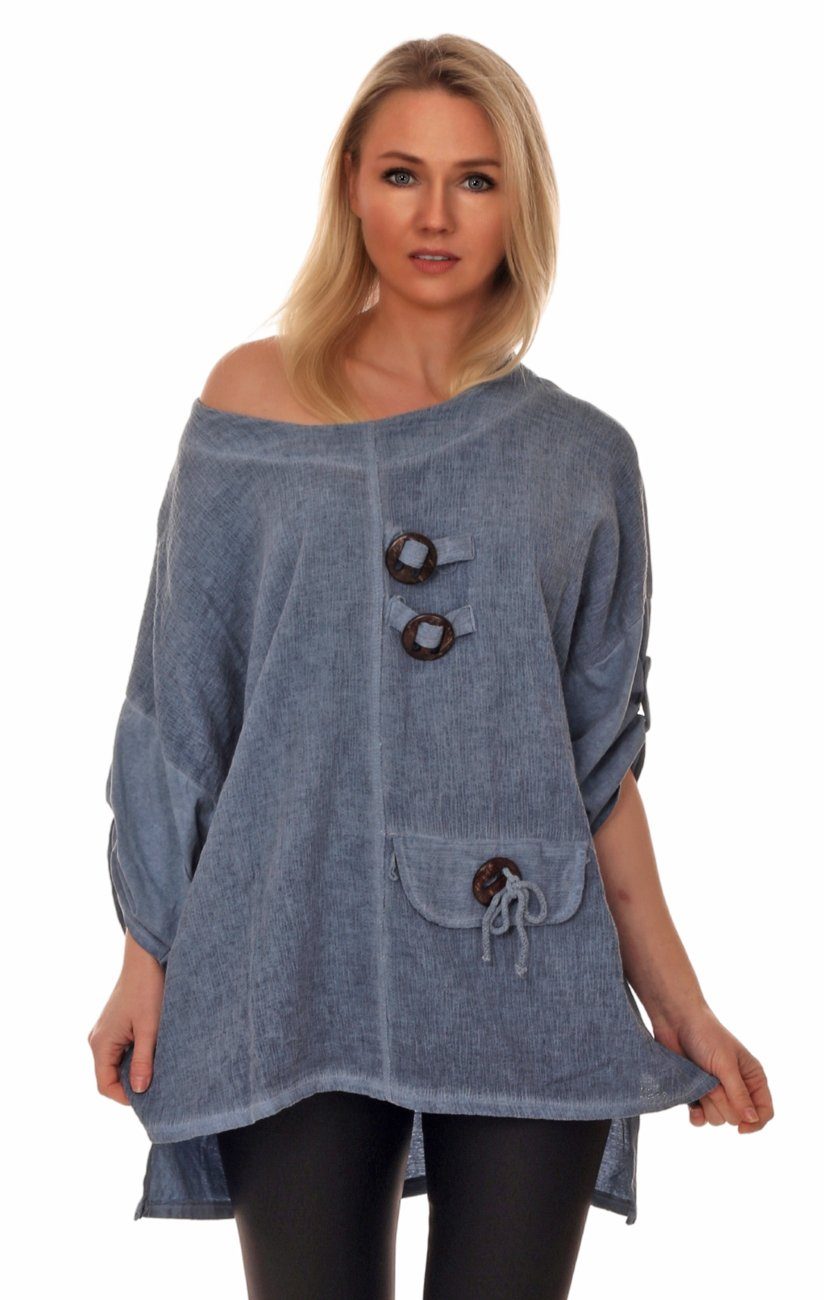 Charis Moda Tunika Tunika Buttoni mit Varioärmeln