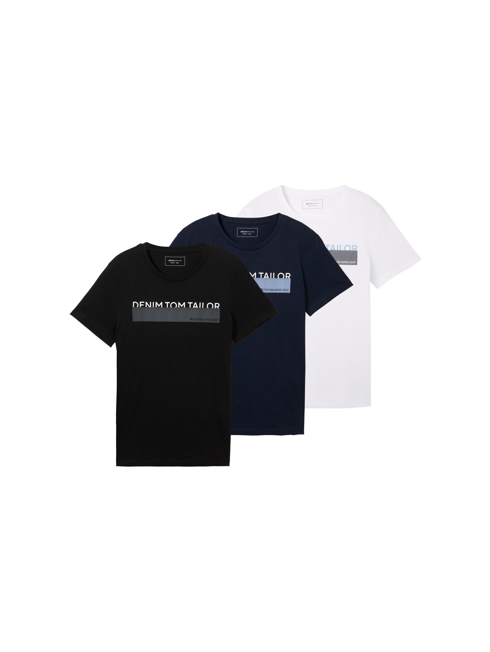 TOM TAILOR Denim T-Shirt T-Shirt (im Dreierpack) T-Shirt mit Print im 3er-P günstig online kaufen