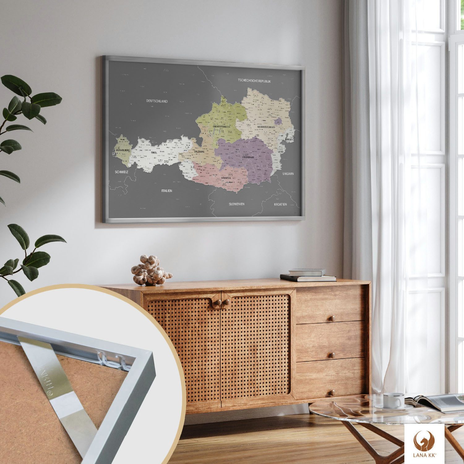 LANA KK Poster Österreichkarte, deutsche Beschriftung