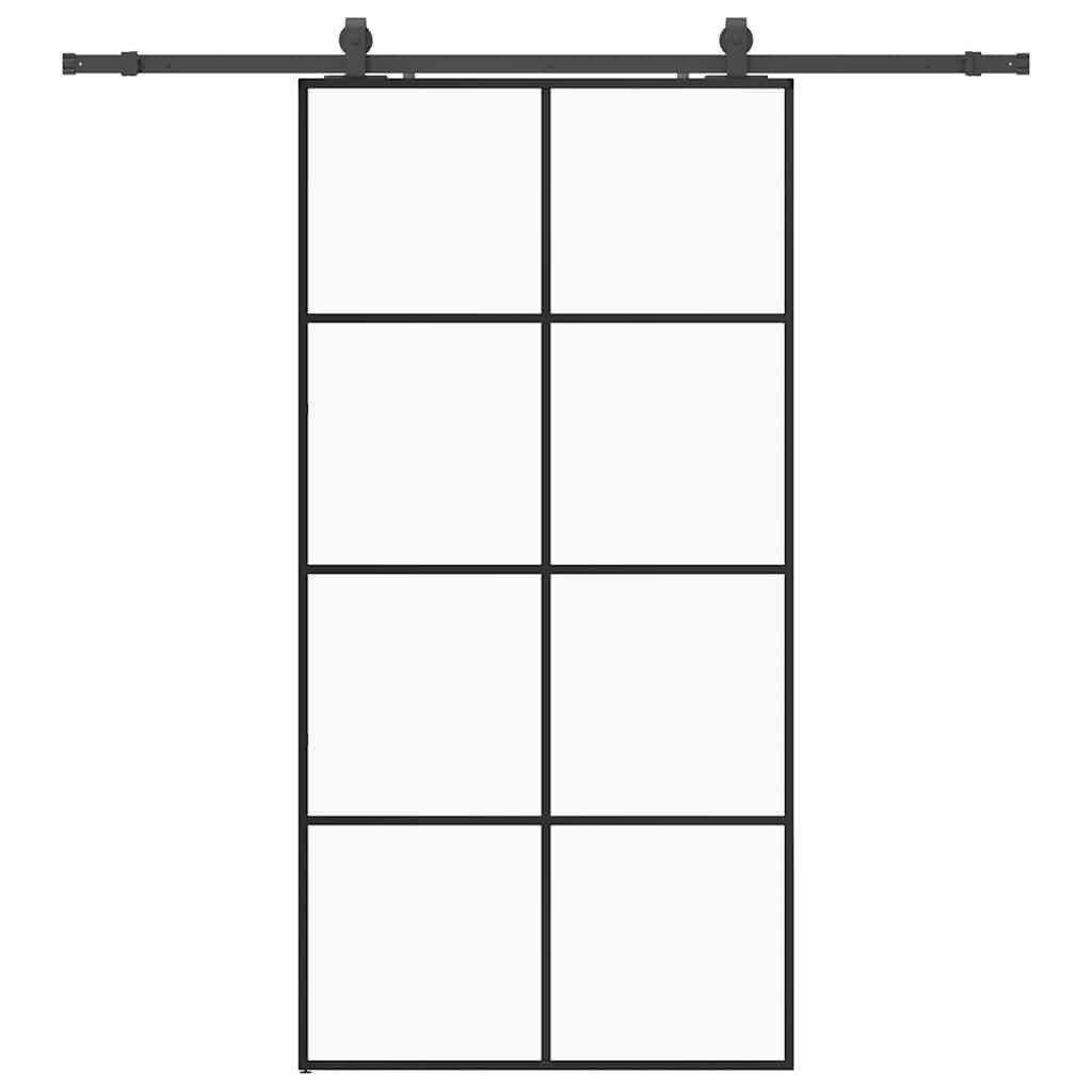 vidaXL Schiebetür Schiebetür mit Beschlag Schwarz 102,5x205 cm ESG-Glas