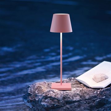 SIGOR Außen-Tischleuchte, LED-Leuchtmittel fest verbaut, Warmweiß, Außenleuchte LED Tischleuchte rosa Touchdimmer Akku Tischlampe dimmbar