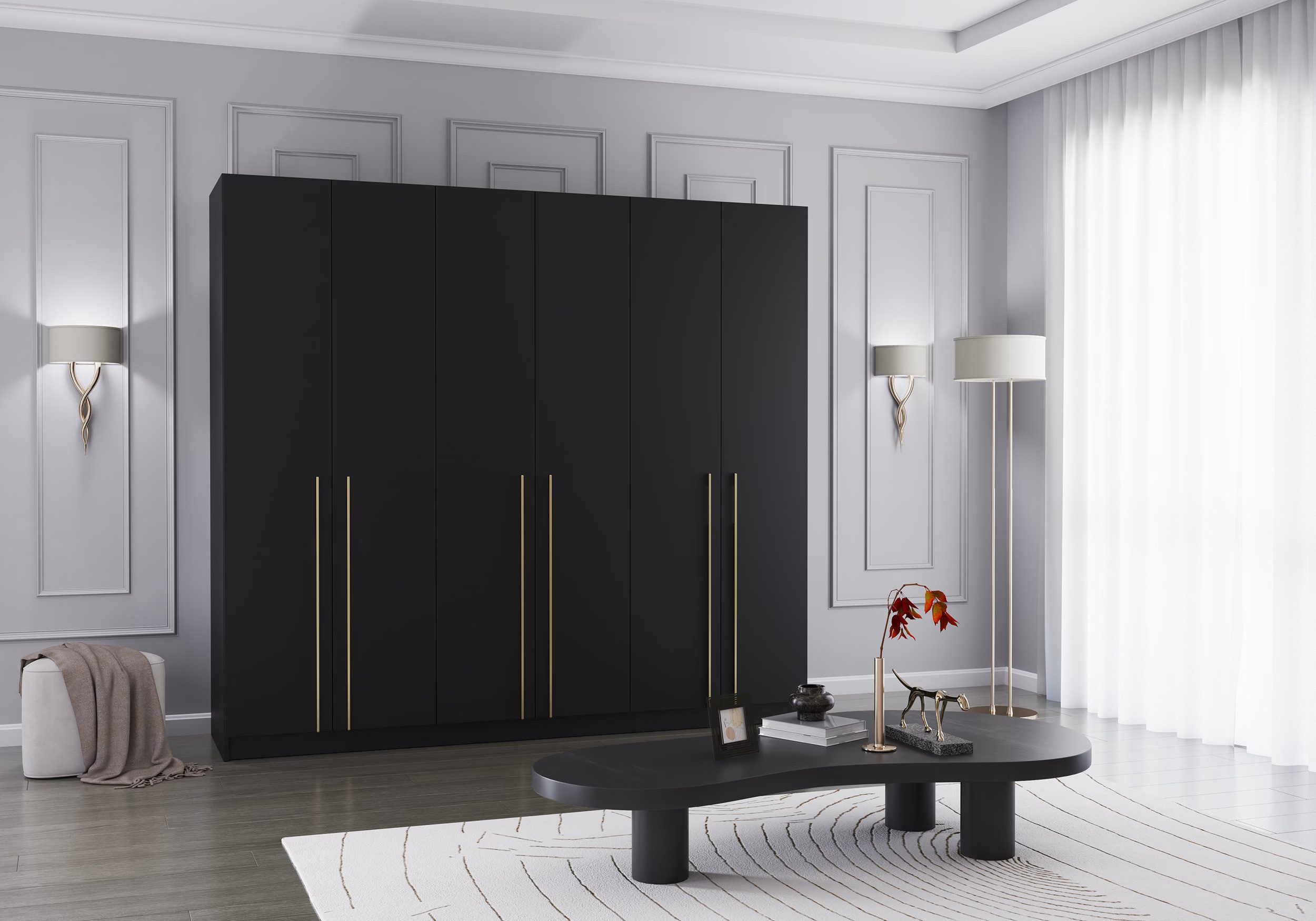 MOEBLO Drehtürenschrank Glamy 6D (Moderner 6-türiger Kleiderschrank mit vie günstig online kaufen