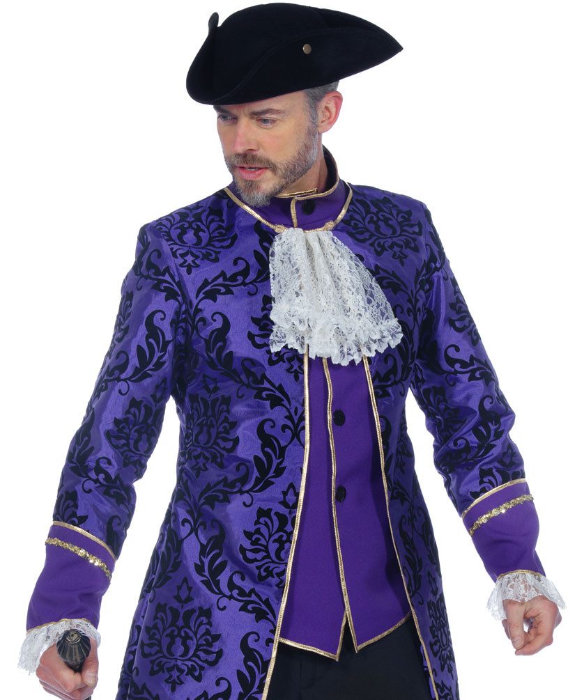 Karneval-Klamotten Kostüm Rokoko Herren Barock Venedig lila hochwerig, Venezianischen Maskenball Herrenkostüm Luxus Historisch Männerkostüm