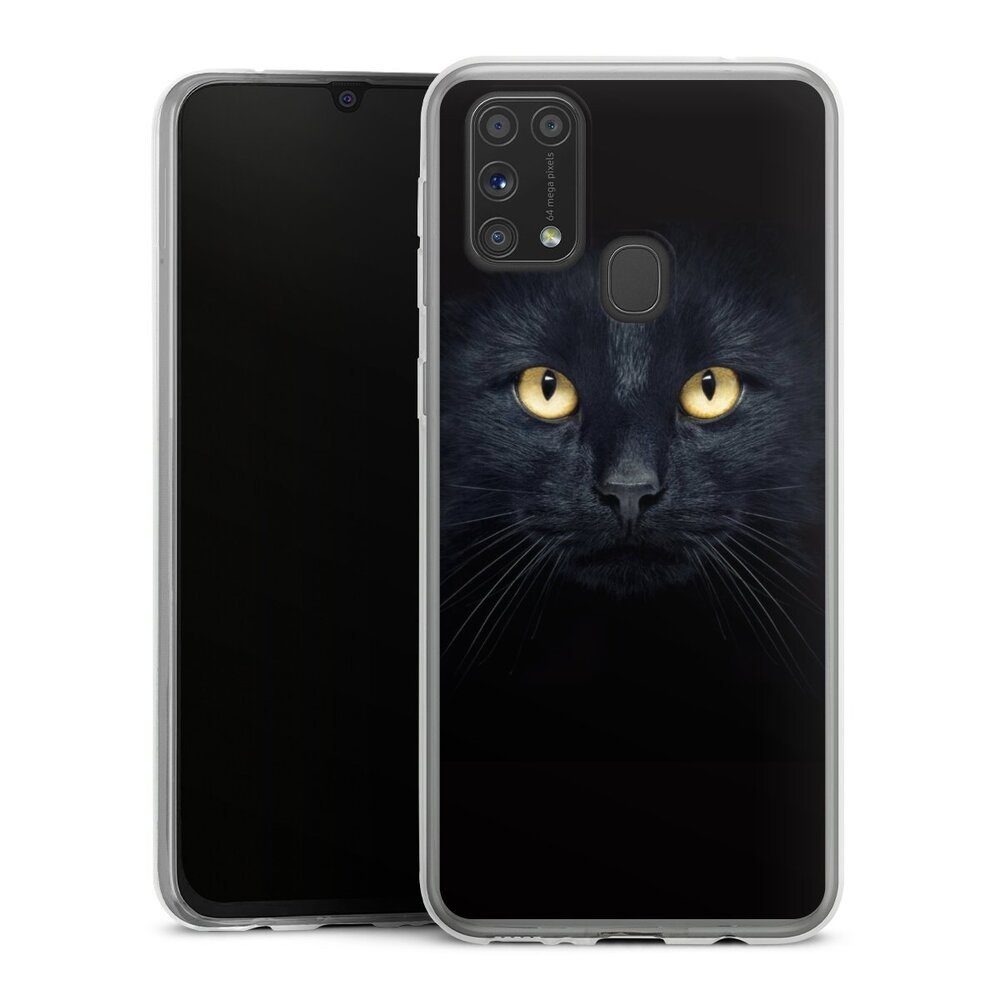 DeinDesign Handyhülle Katze Auge schwarz Tom Cat, Samsung Galaxy M31 Slim Case Silikon Hülle Ultra Dünn Schutzhülle