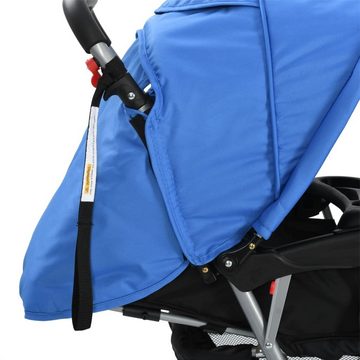 vidaXL Kinder-Buggy Tandem-Kinderwagen Stahl Blau und Schwarz