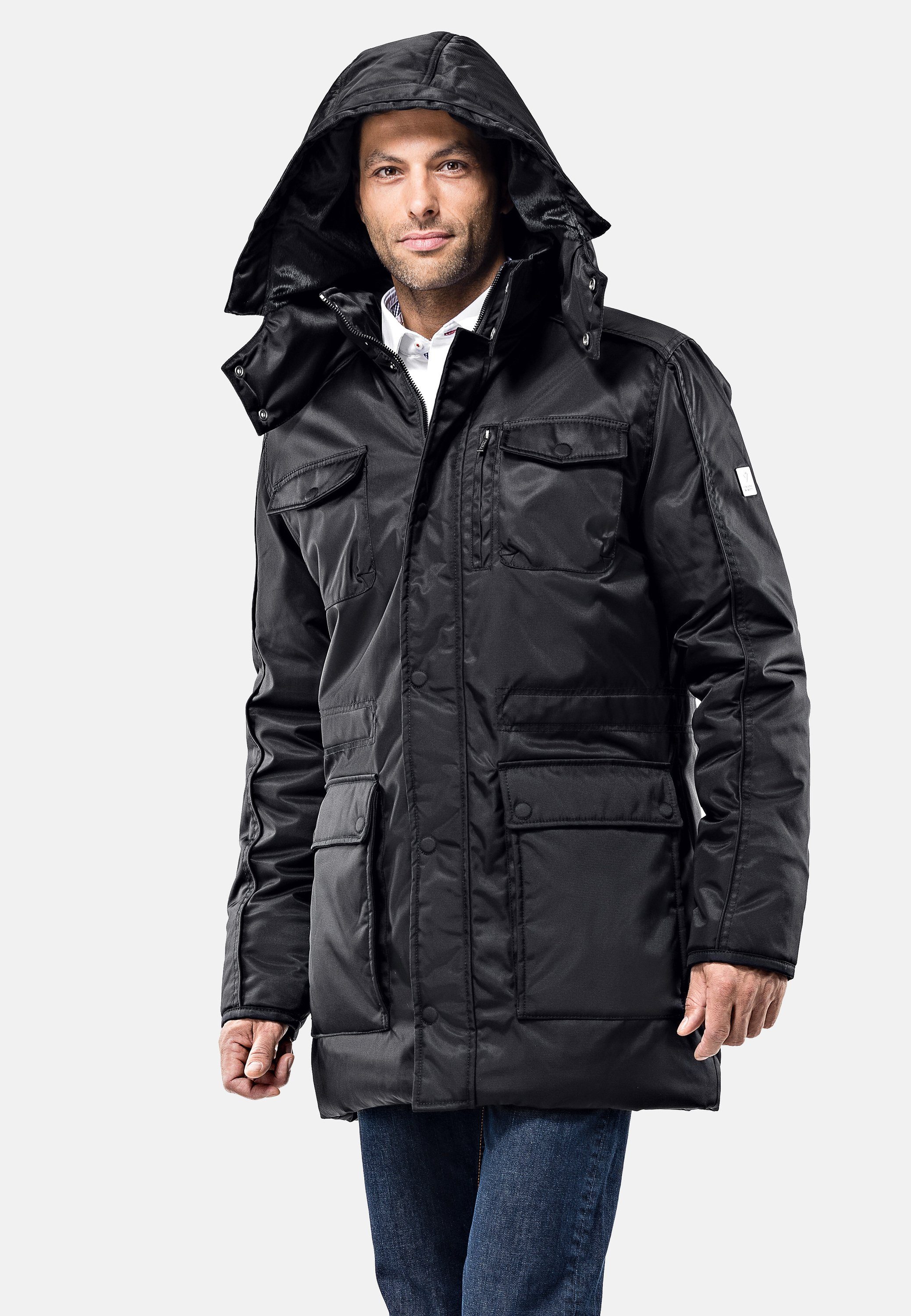 Vincenzo Boretti Winterjacke Stehkragen mit abnehmbarer Kapuze