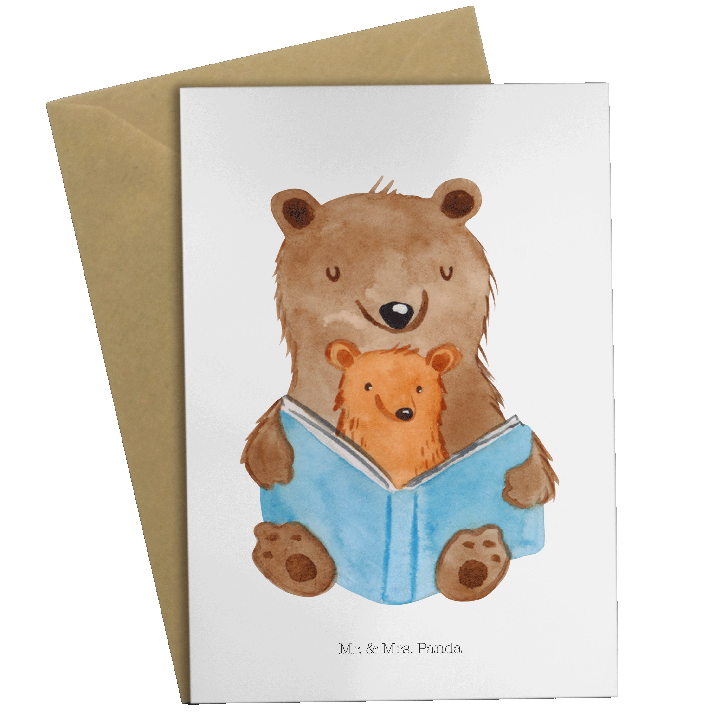 Mr. & Mrs. Panda Grußkarte Bären Buch - Weiß - Geschenk, Oma, Karte, Lieblingsoma, Hochzeitskart