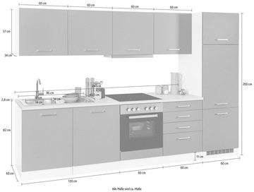 HELD MÖBEL Küchenzeile Visby, mit E-Geräten, Breite 300 cm inkl. Kühlschrank