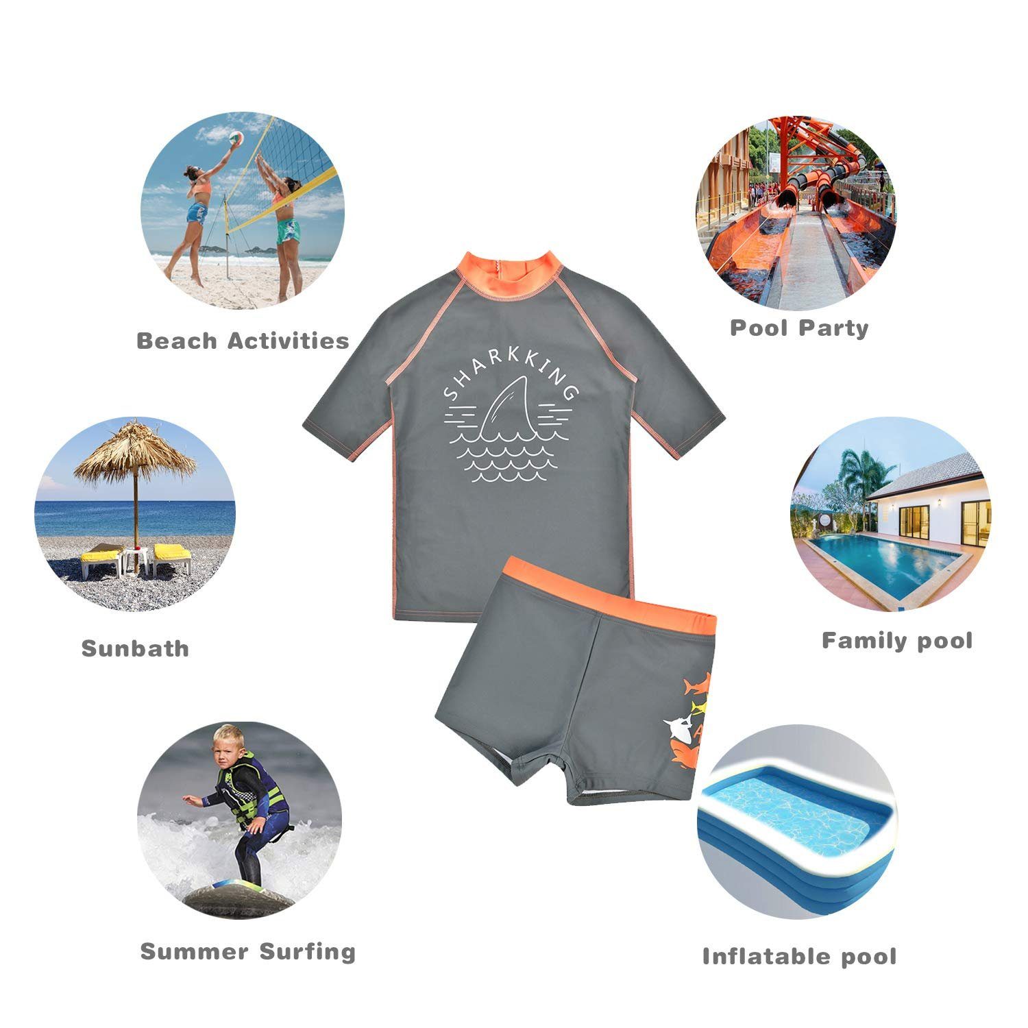 SISIA Badeanzug Kinderbadeanzug Uv-Schutz Maritim Jungen Badehose Badeanzug SharkKing