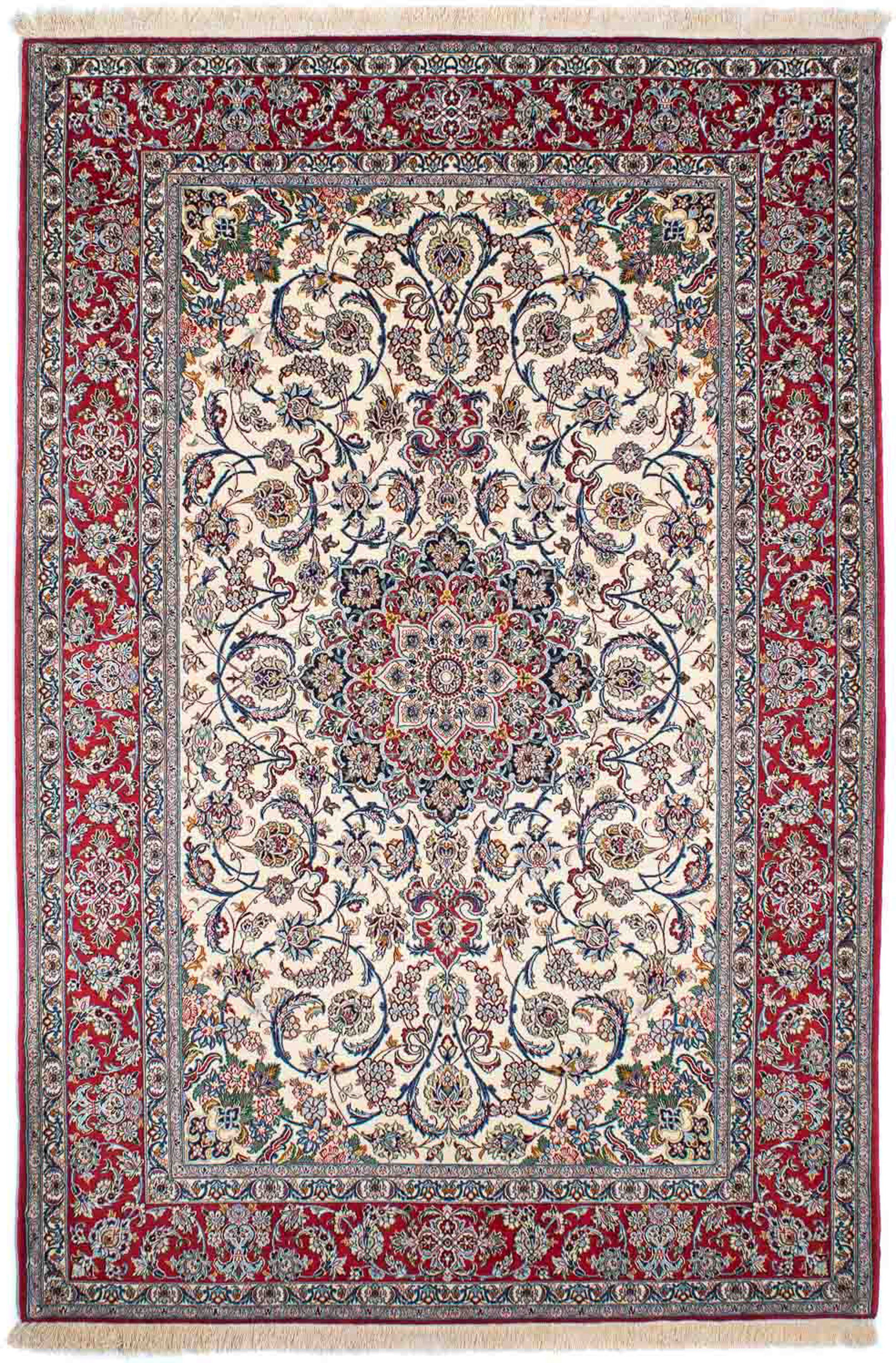Orientteppich Perser - Isfahan - beige, Einzelstück mit 238 x - 6 mm, Handgeknüpft, Zertifikat Premium Höhe: - cm 161 Wohnzimmer, rechteckig, morgenland