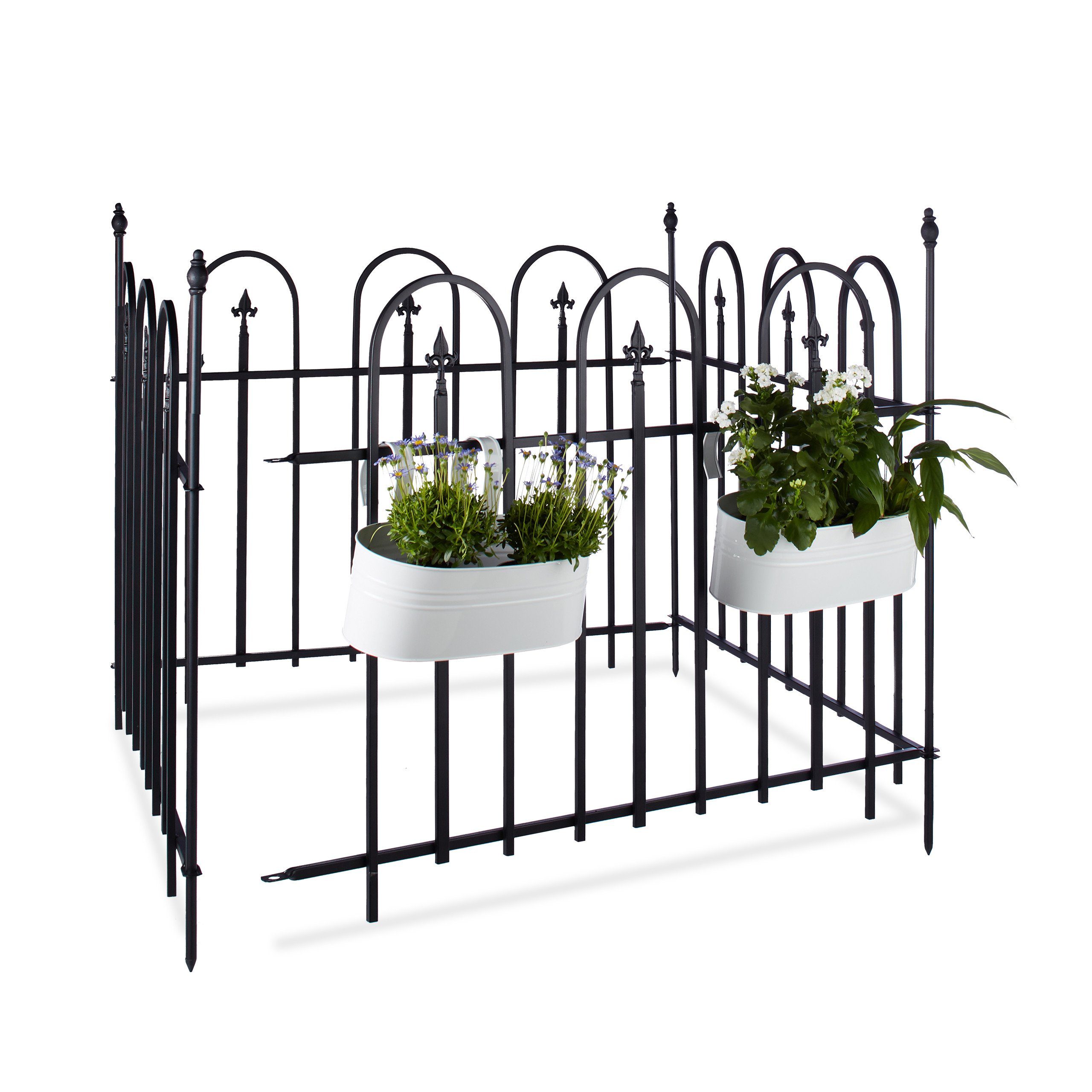 relaxdays Gartenzaun Metall 4er Set GOTH günstig online kaufen