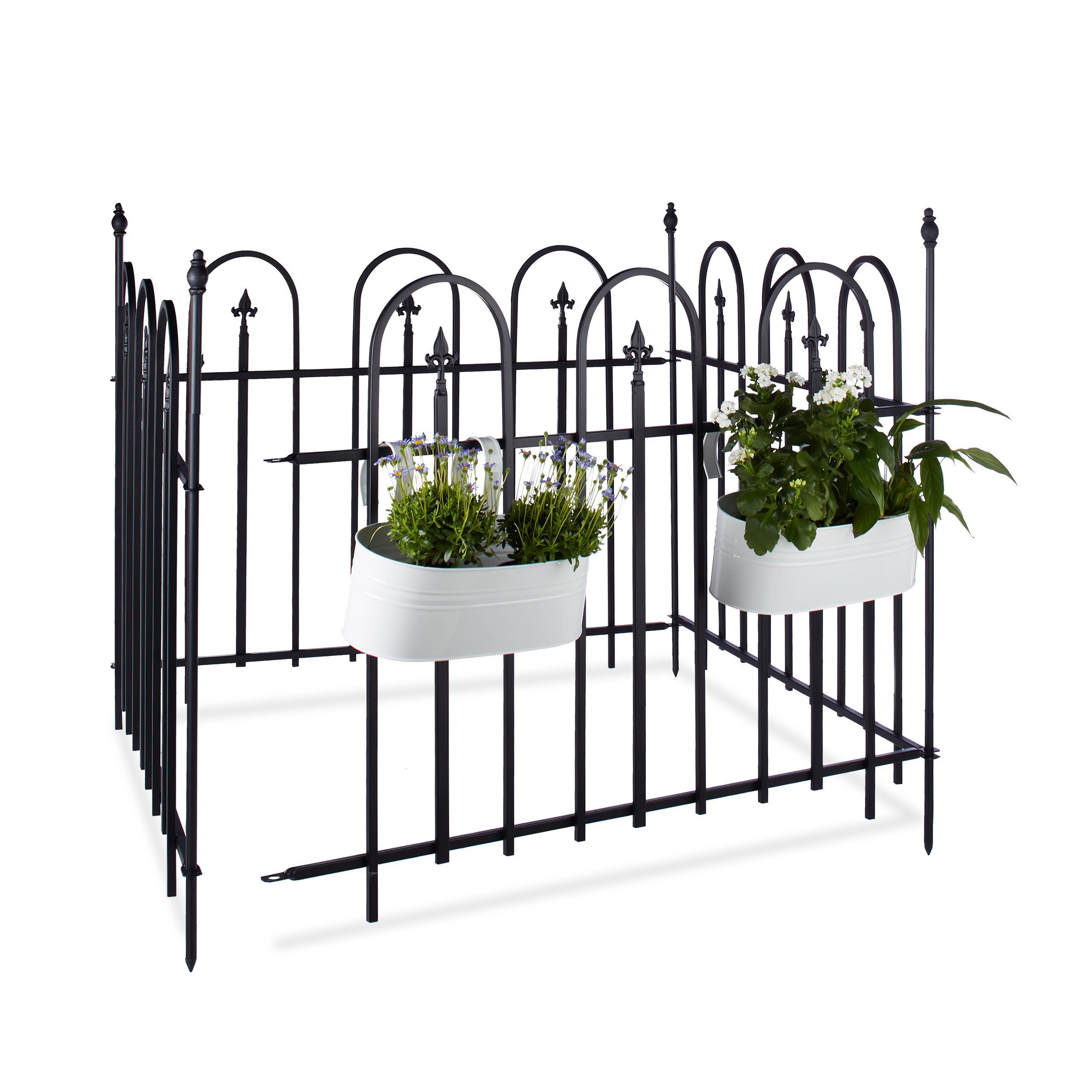 relaxdays Gartenzaun Gartenzaun Metall 4er Set GOTH