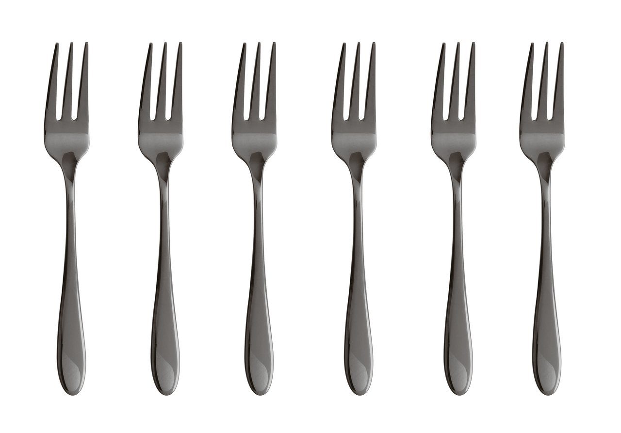 sambonet Besteck-Set Velvet Edelstahl/PVD 2Black Kuchengabeln Set 6, Edelstahl rostfrei, Besteck-Sets
