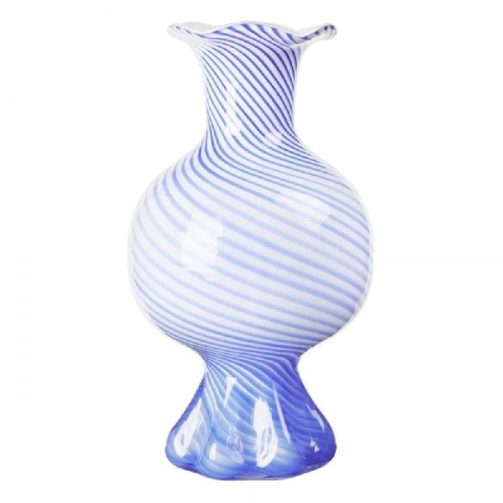 Broste Copenhagen Dekovase Vase Mella Glas Intense Blue/Off-White (17,5x30 cm)