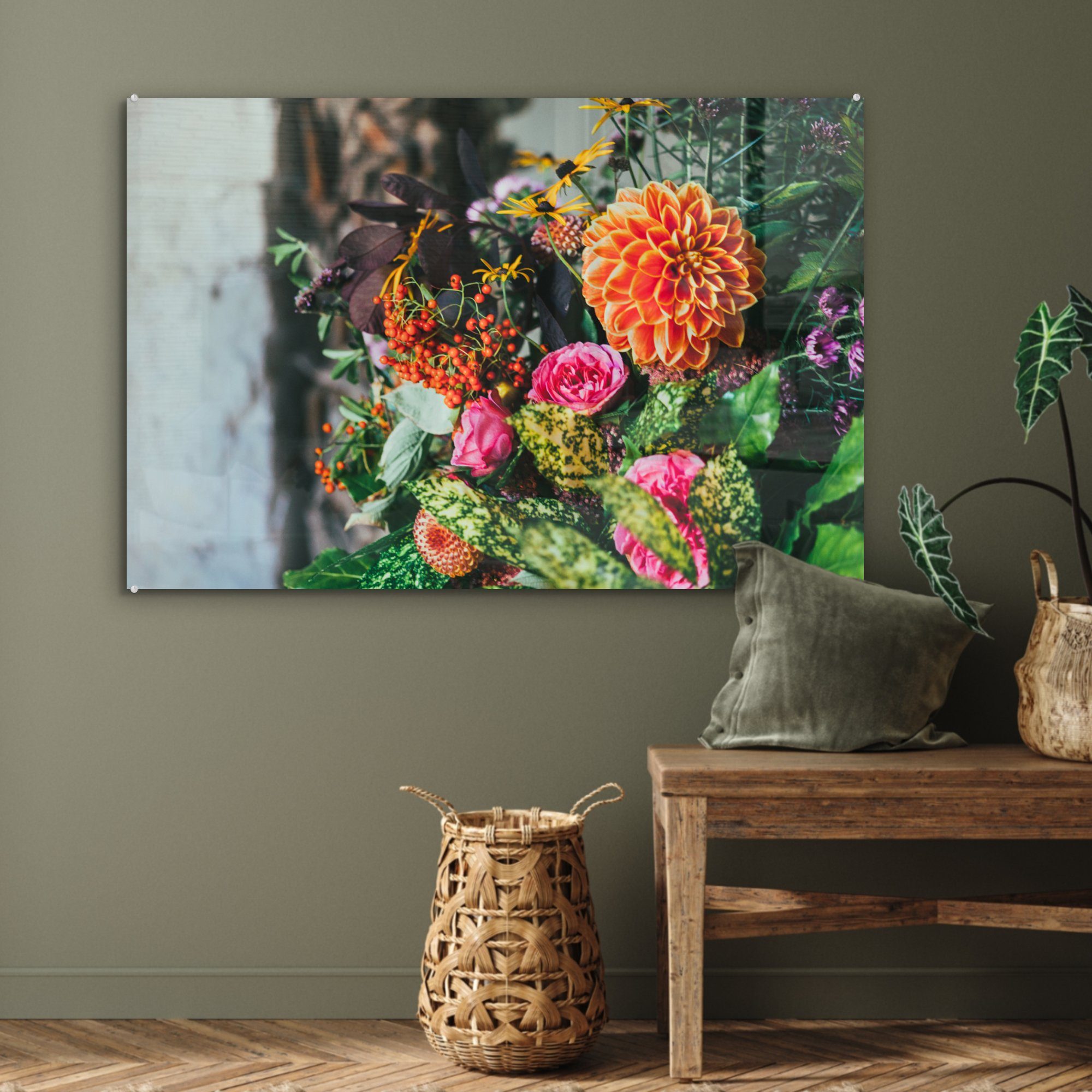 Blumen Licht MuchoWow - Schlafzimmer Wohnzimmer (1 St), & Acrylglasbild Acrylglasbilder Natur, -